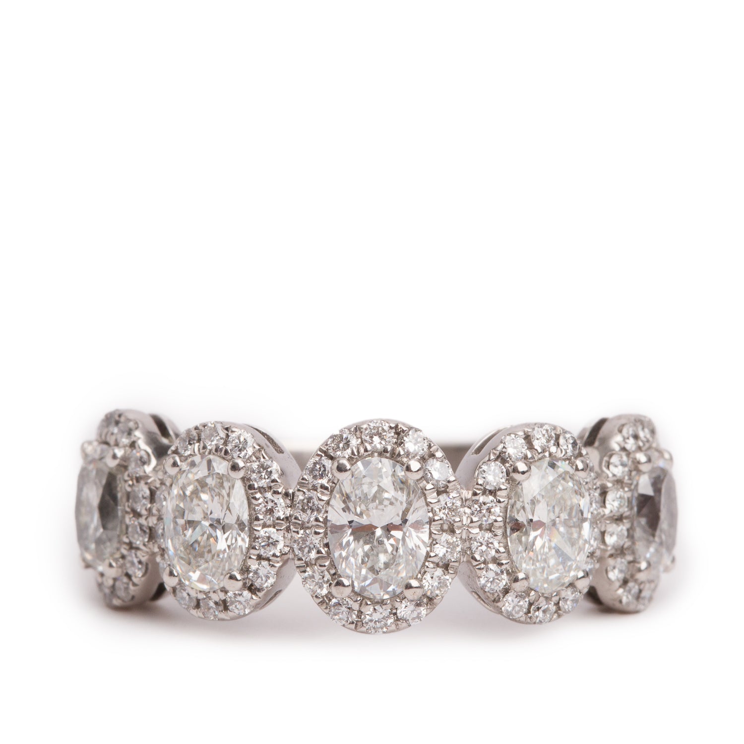 18k White Gold Diamond Cocktail Ring, Size 8.5