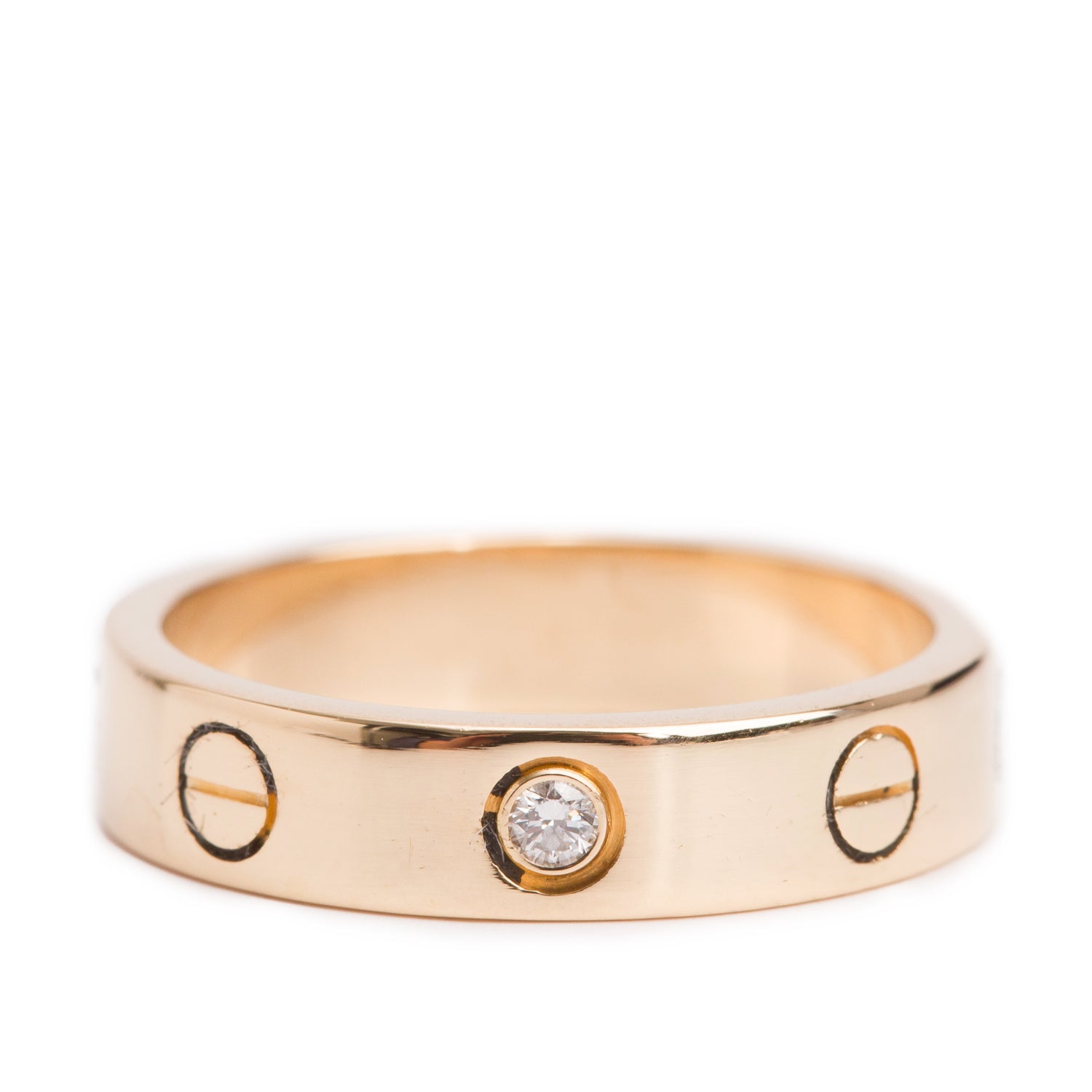 Cartier 2021 18k Yellow Gold 1 Diamond 4 MM Love Wedding Band Ring, Size 49 5 w/ Receipt