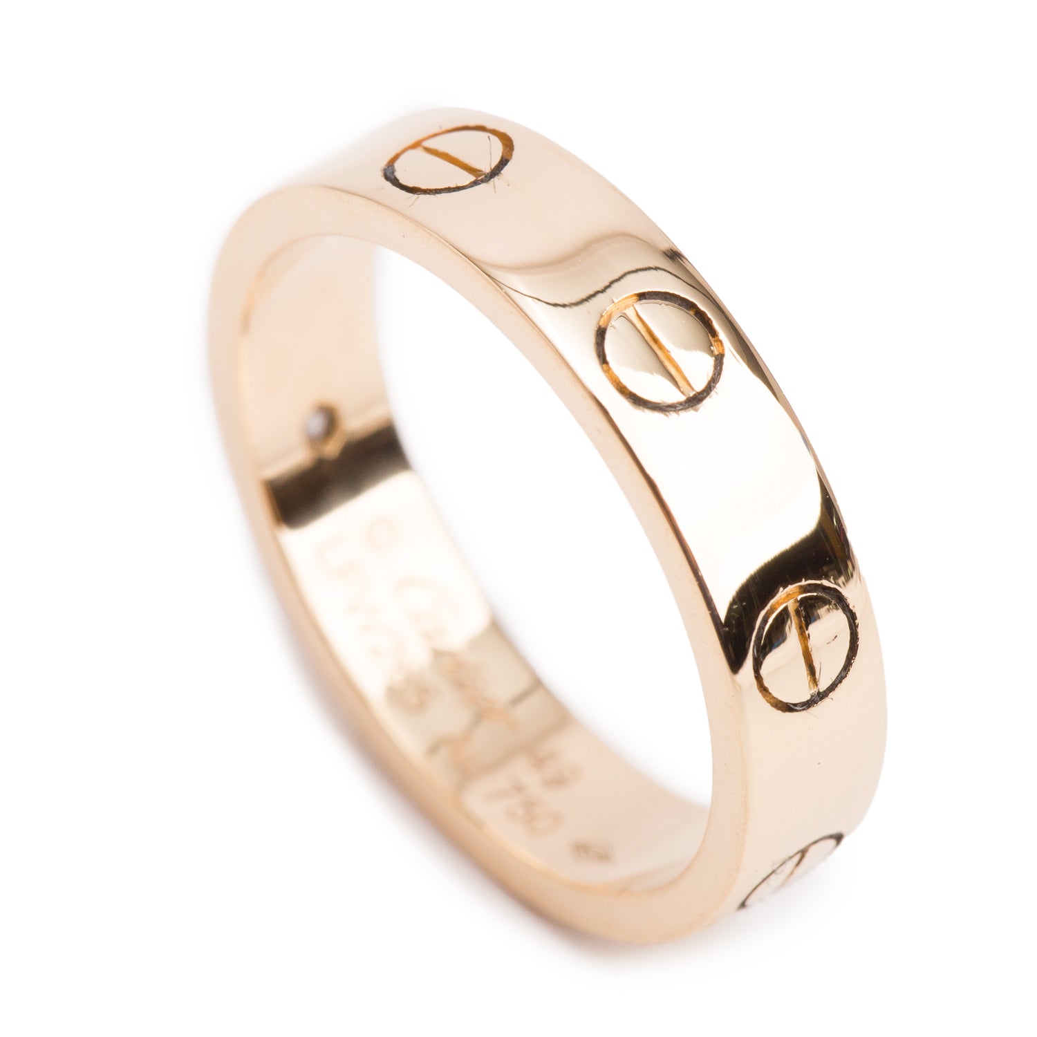 Cartier 2021 18k Yellow Gold 1 Diamond 4 MM Love Wedding Band Ring, Size 49 5 w/ Receipt
