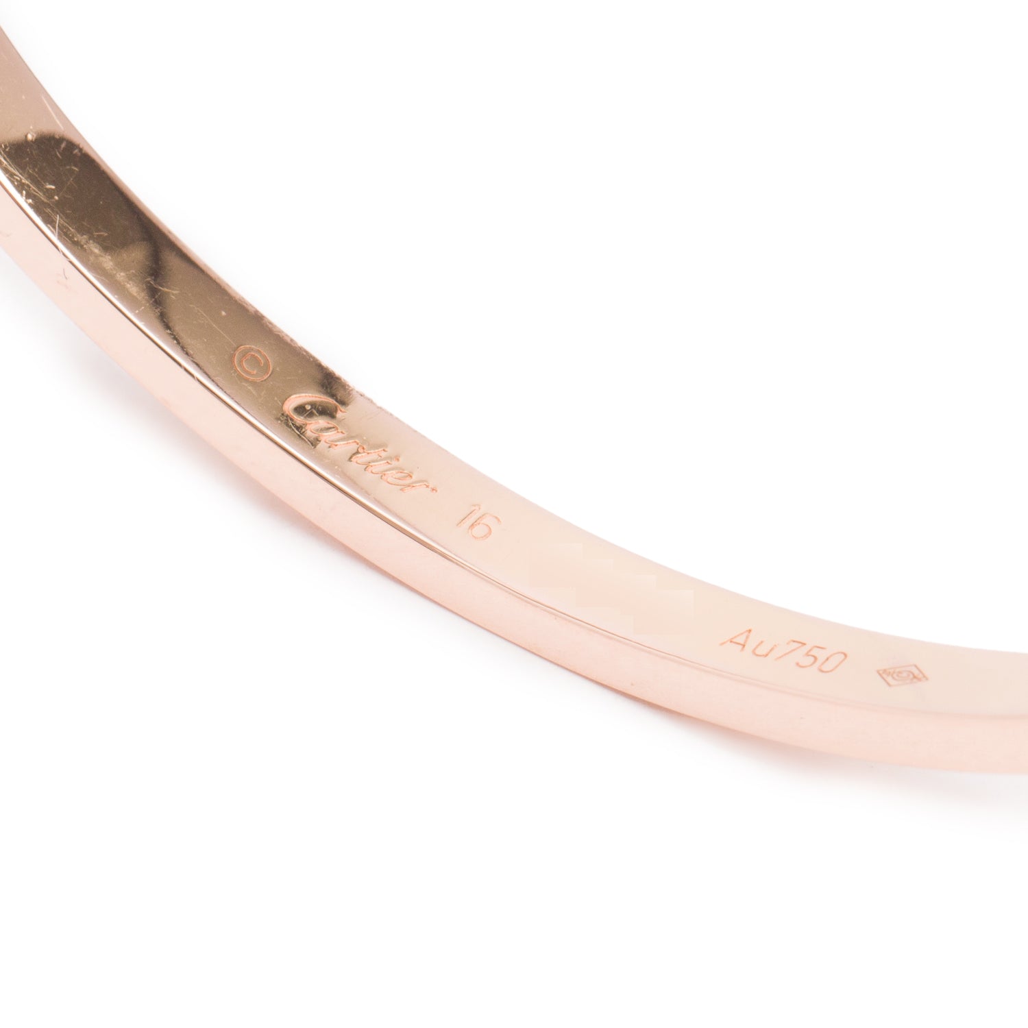 Cartier 18k Rose Gold 6 Diamond Love Bracelet, Small Model, Size 16 w/ Box & Certificate