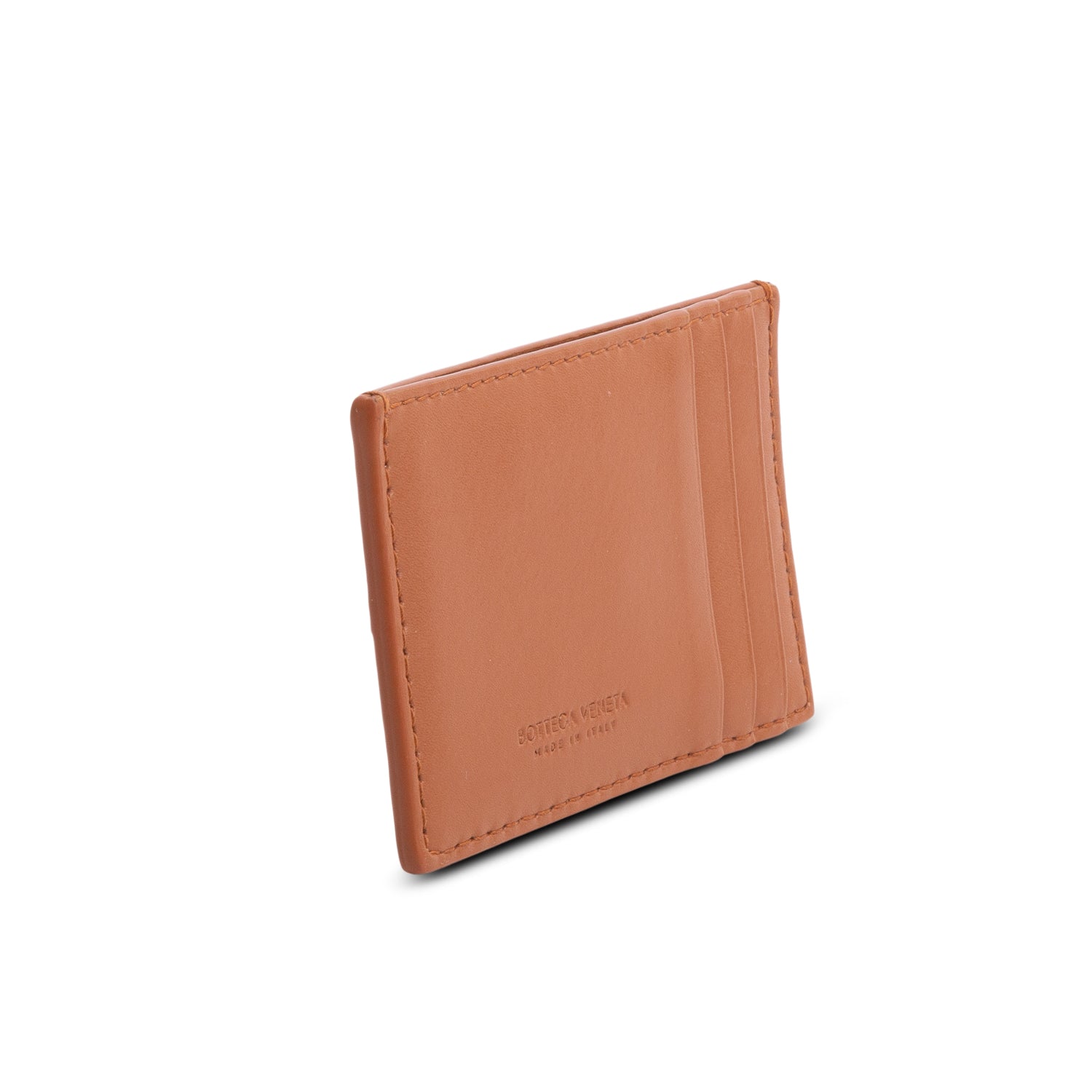 Bottega Veneta Brown Intreccio Calfskin Leather Cassette Credit Card Case
