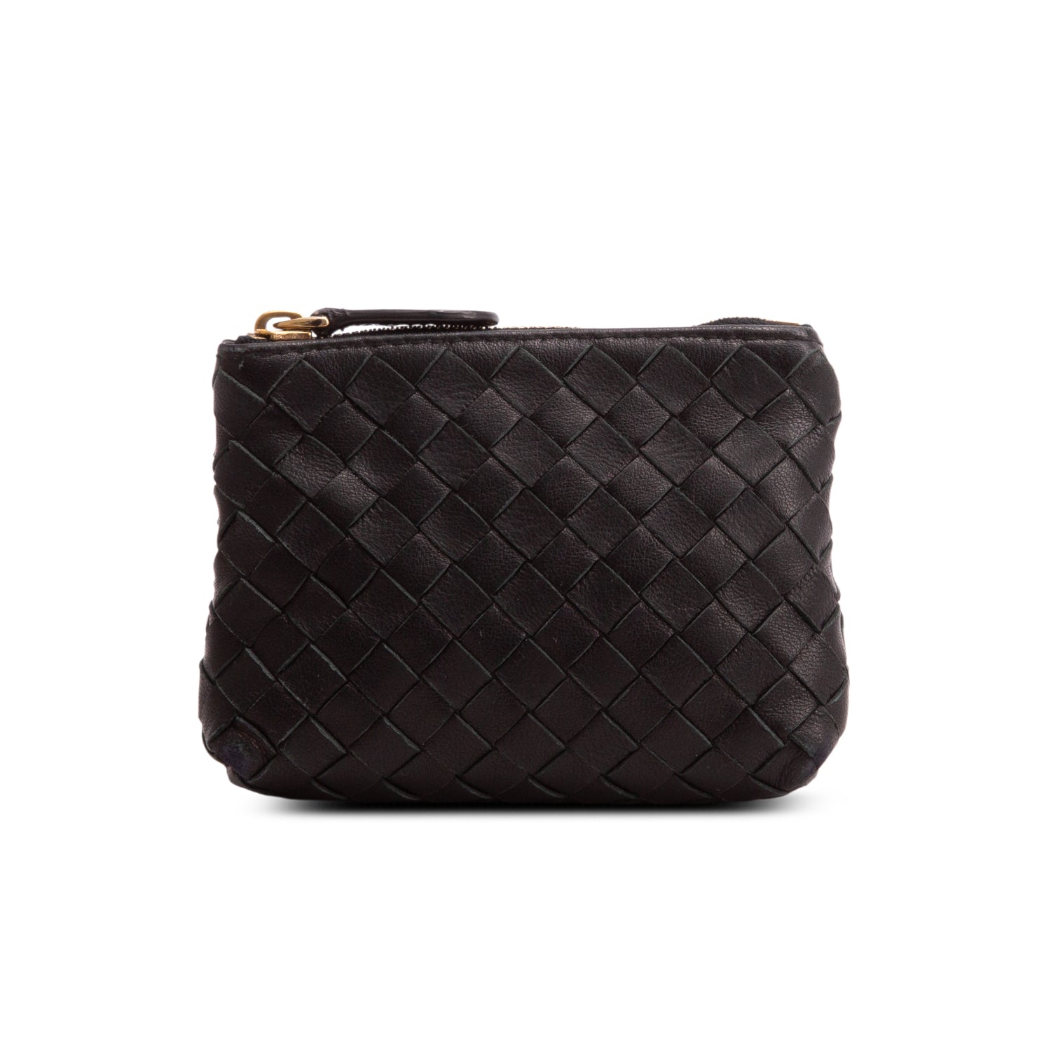 Bottega Veneta Black Nappa Intrecciato Zip Pouch