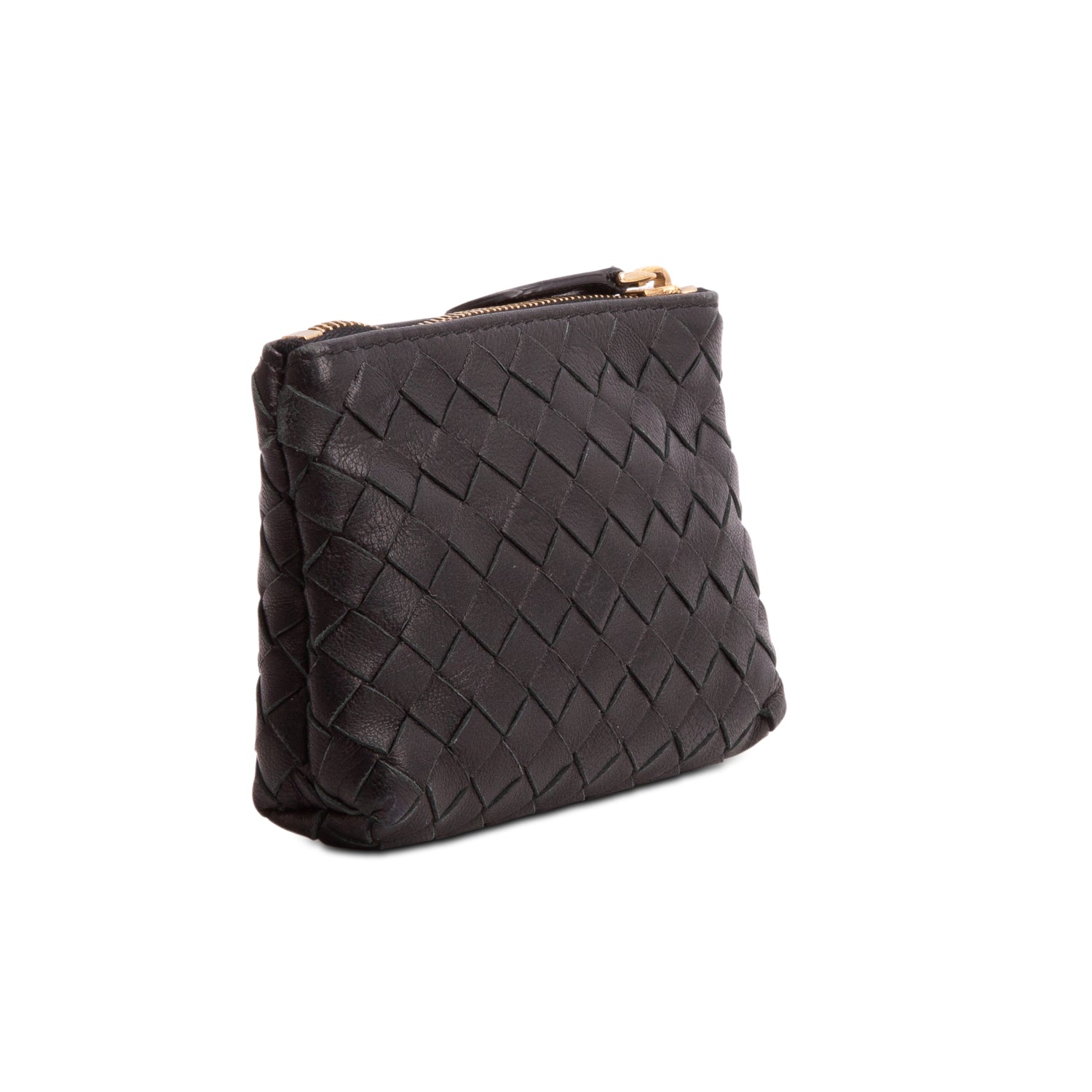 Bottega Veneta Black Nappa Intrecciato Zip Pouch