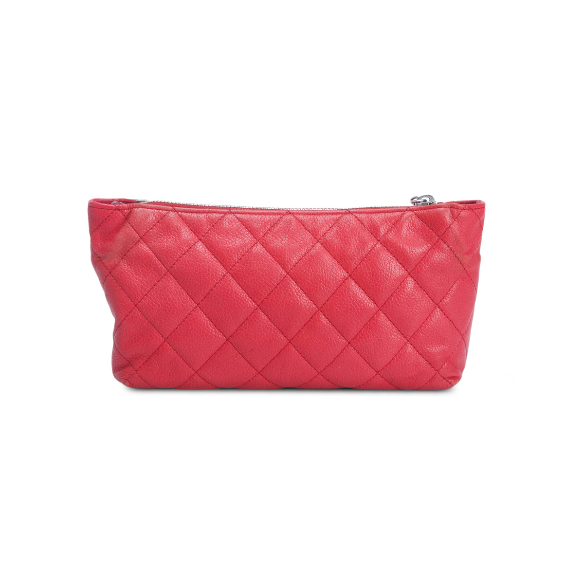 Chanel Red Caviar Quilted Cosmetic Pouch