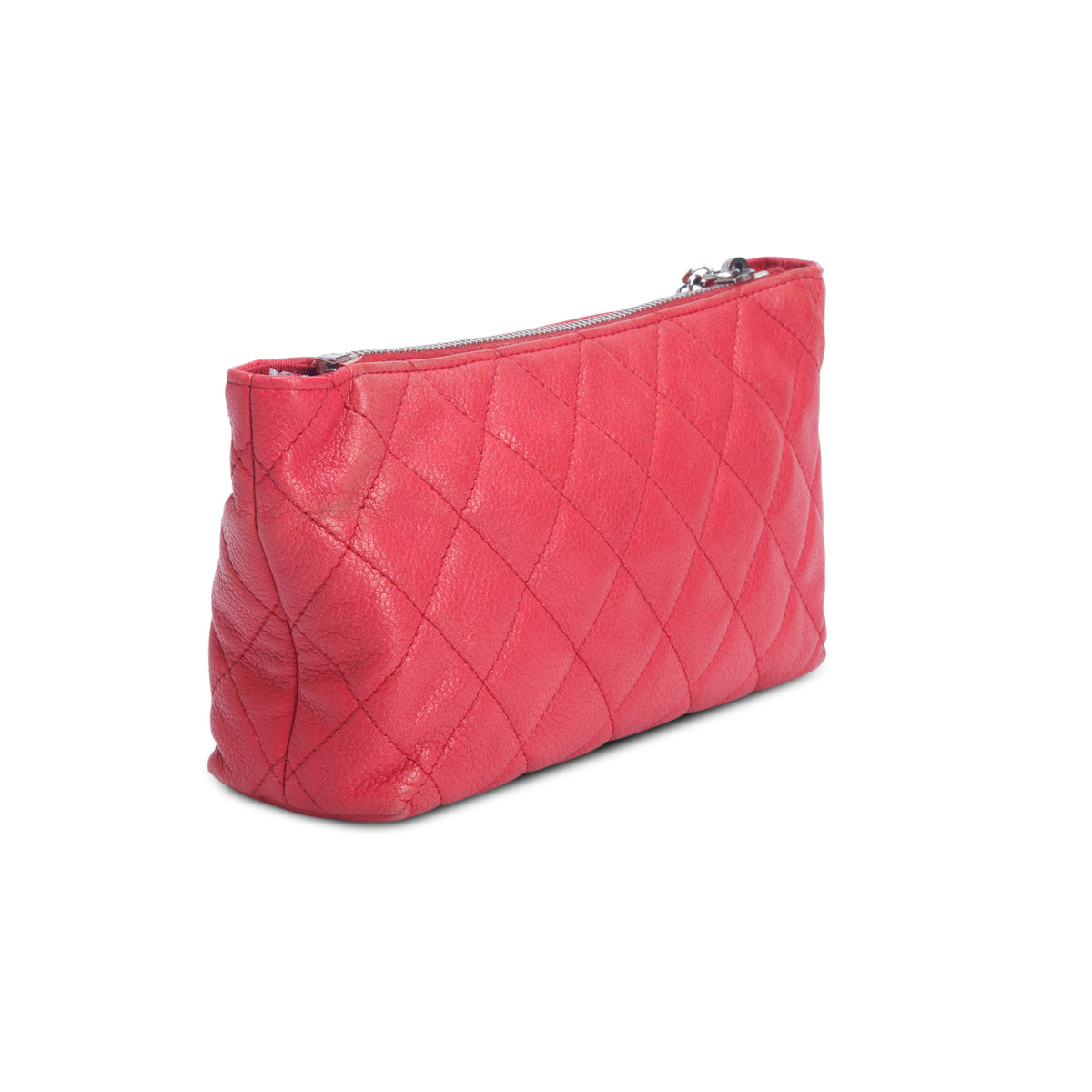 Chanel Red Caviar Quilted Cosmetic Pouch