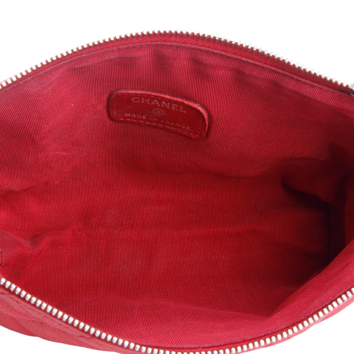 Chanel Red Caviar Quilted Cosmetic Pouch