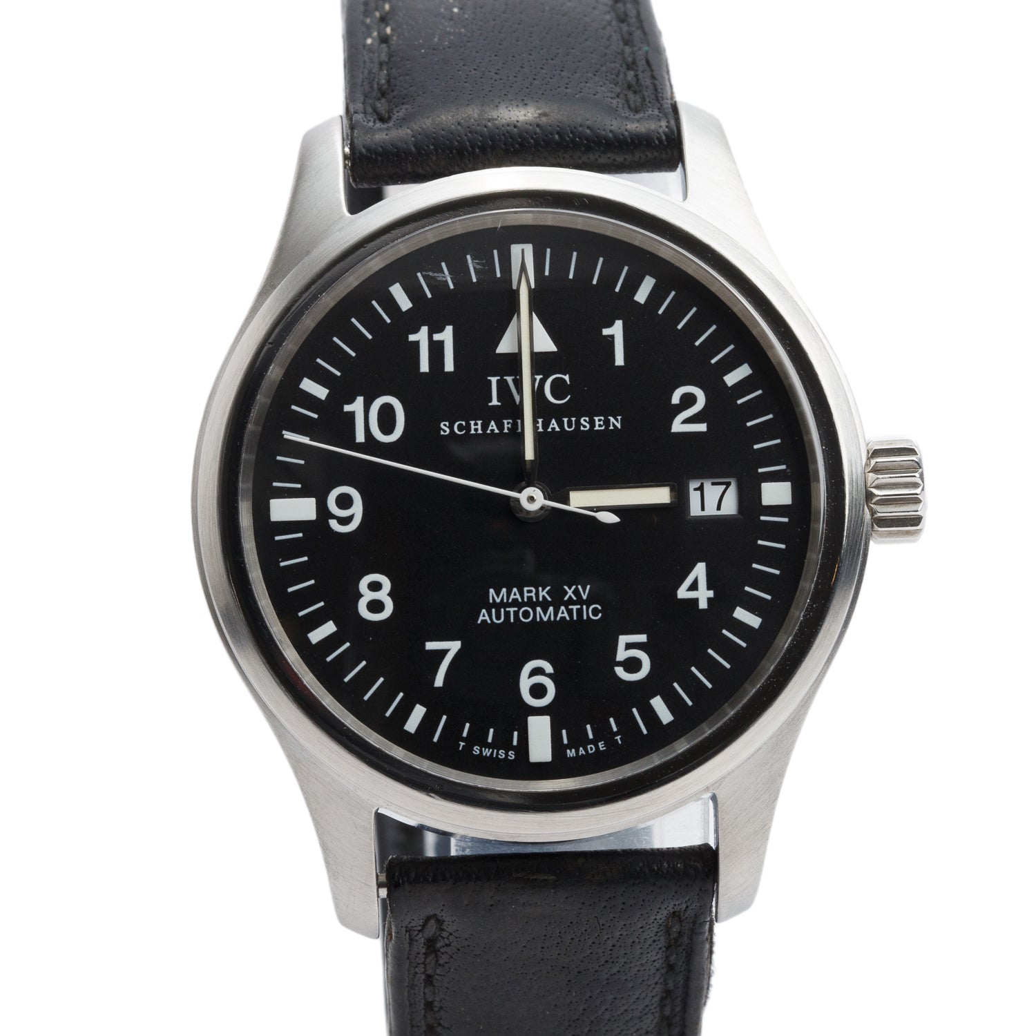 IWC Stainless Steel Pilot Mark XV 38 MM Automatic Watch Black Dial IW3253