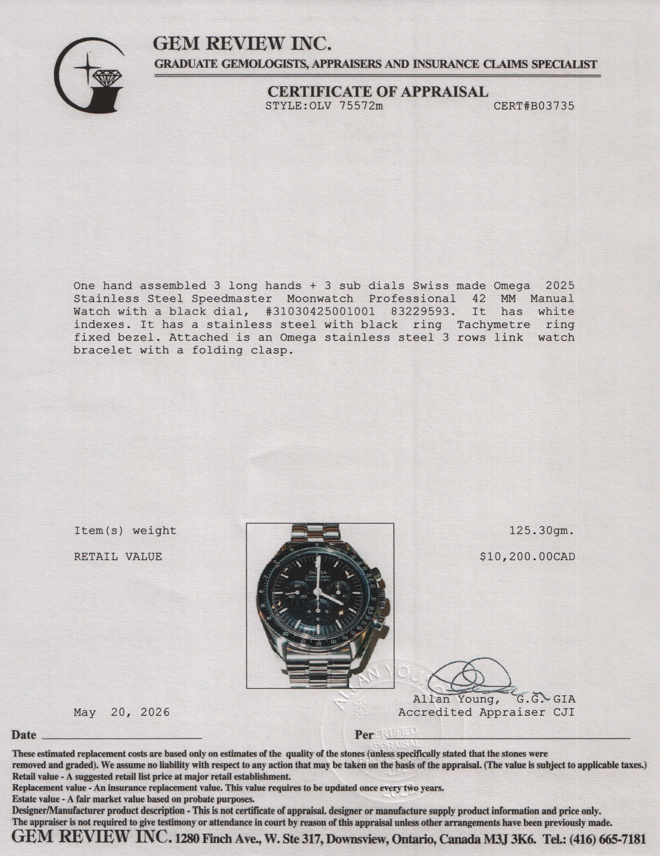 Omega 2021 Stainless Steel Speedmaster Moonwatch Professional 42 MM Manual Watch w/ Box & Papers