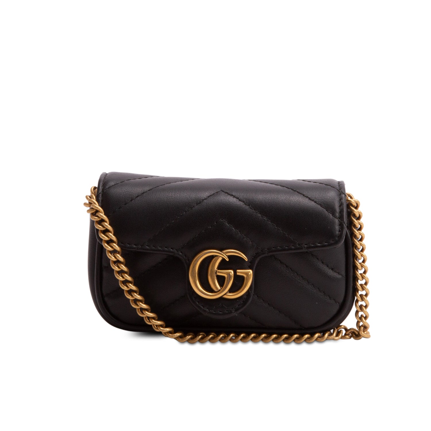 Gucci Black Calfskin Matelasse Marmont Coin Purse on Chain