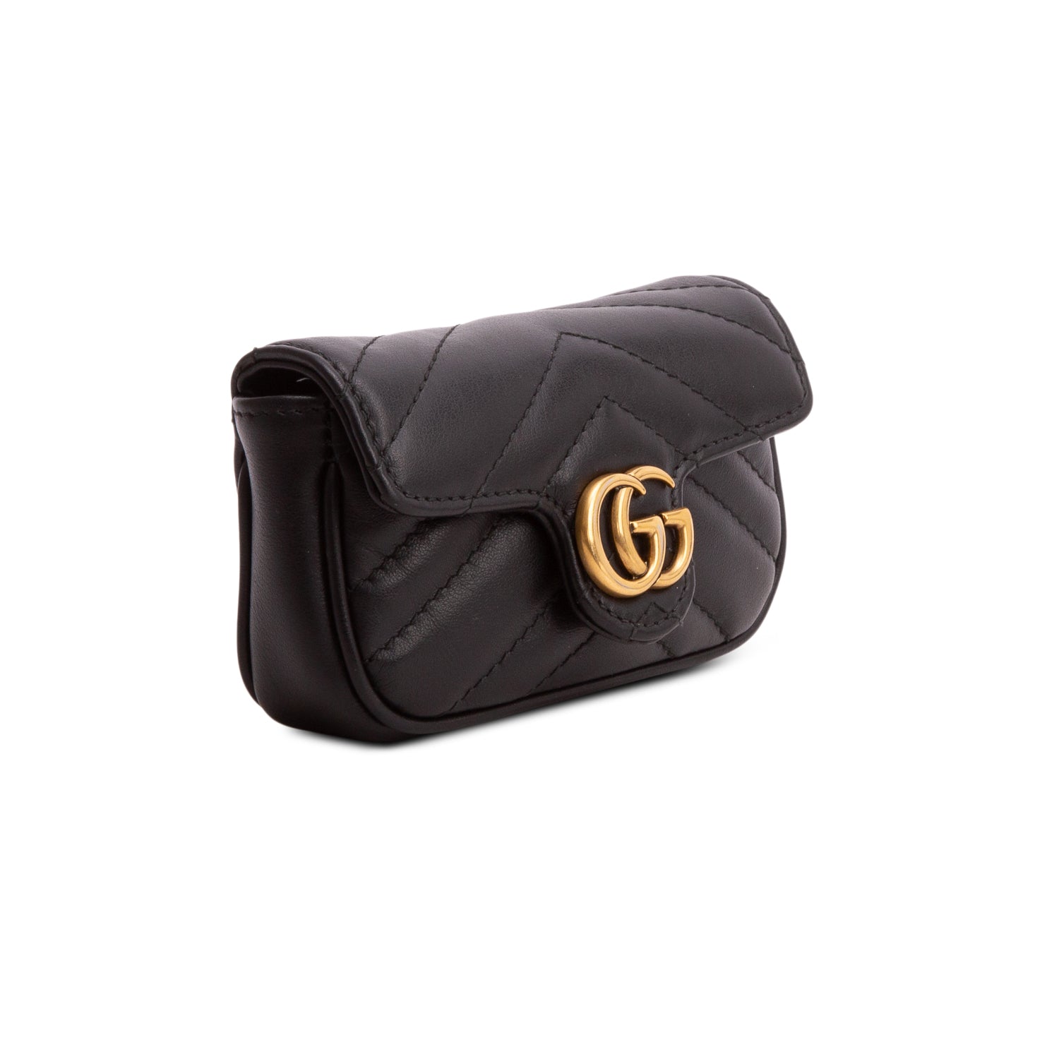 Gucci Black Calfskin Matelasse Marmont Coin Purse on Chain
