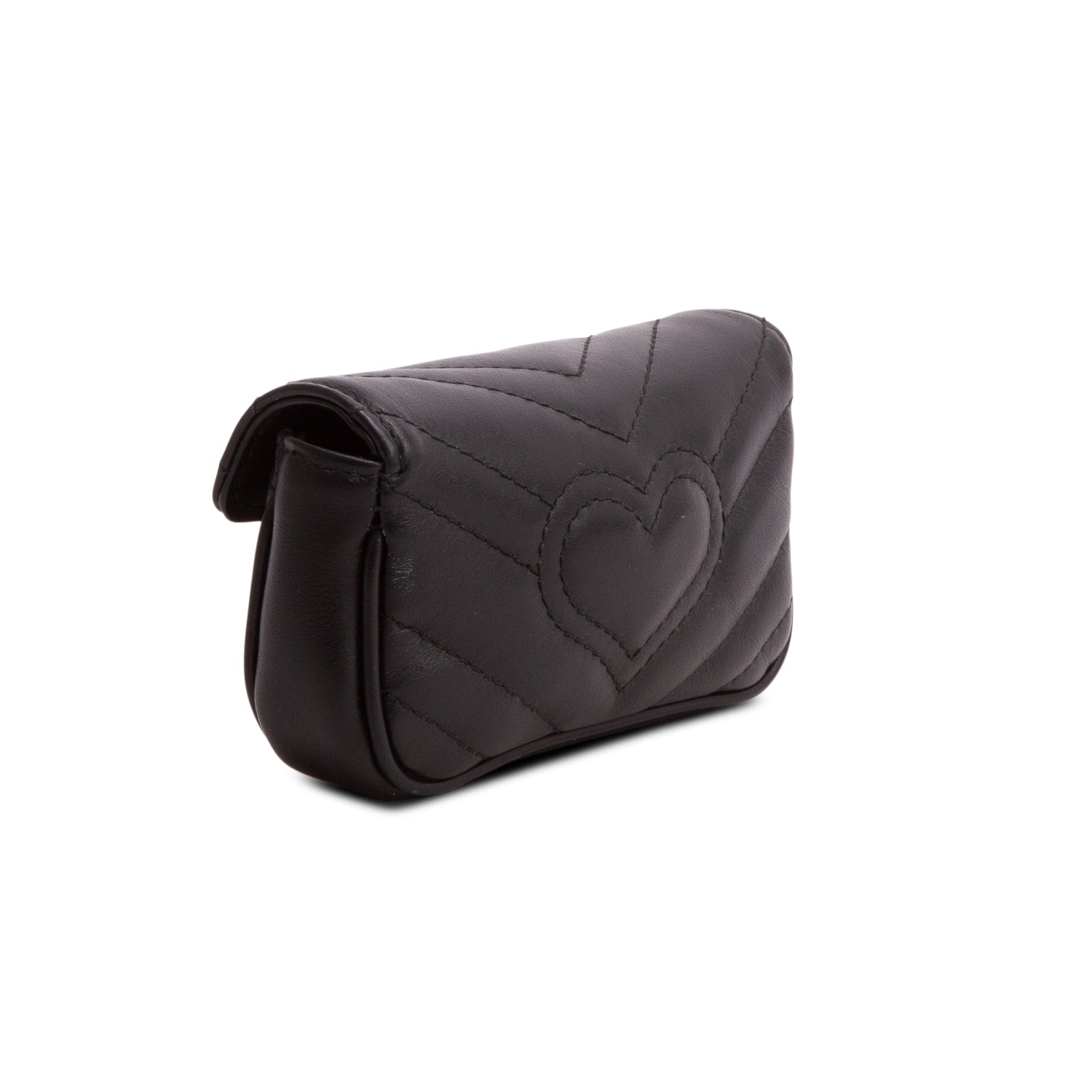 Gucci Black Calfskin Matelasse Marmont Coin Purse on Chain