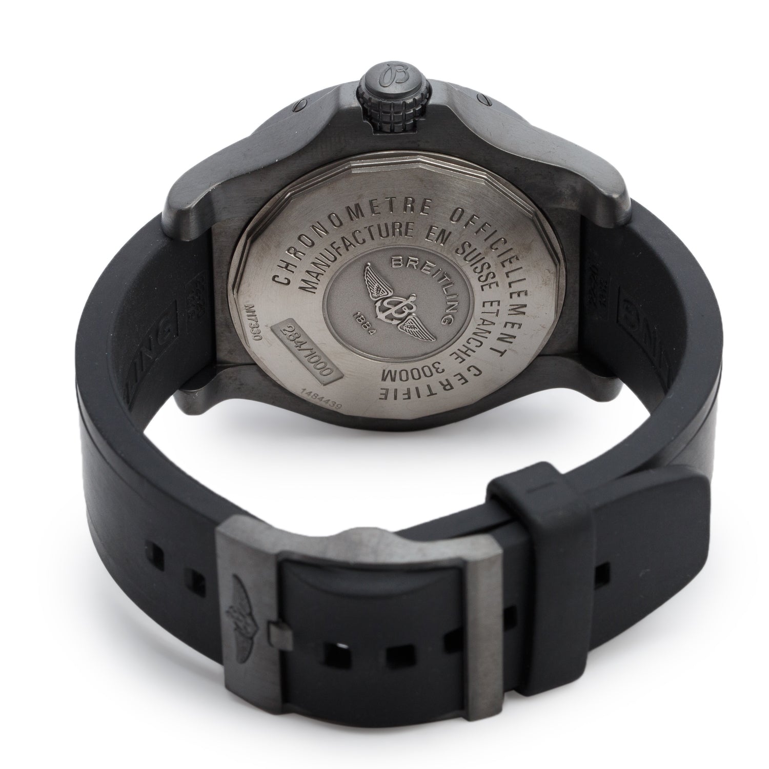 Breitling Limited Edtion Black Stainless Steel Avenger Seawolf 45 MM Automatic Watch Black & Yellow Dial M17330
