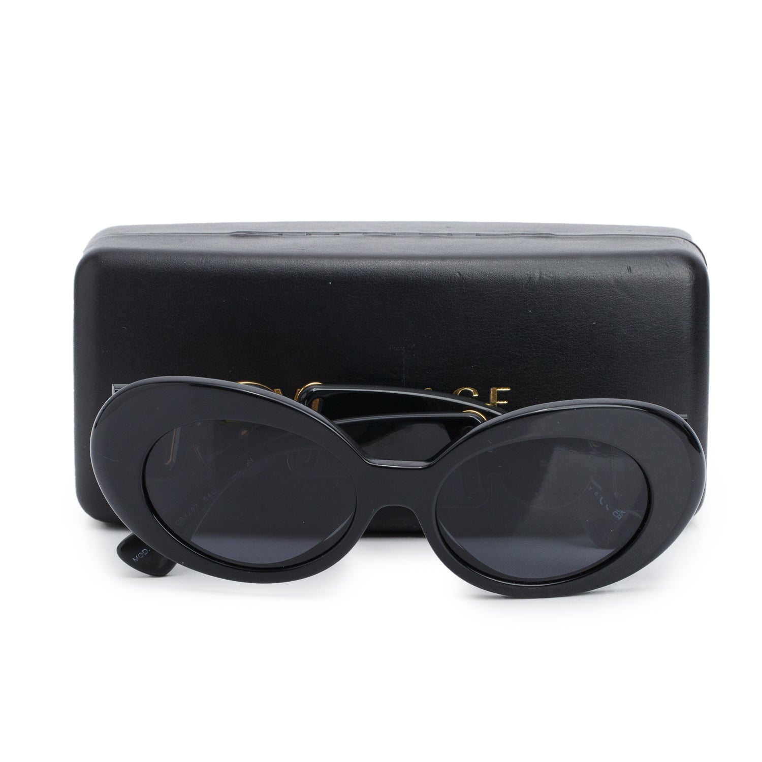 Versace VE4462 Black Acetate Crystal Medusa Oval Sunglasses w/ Case
