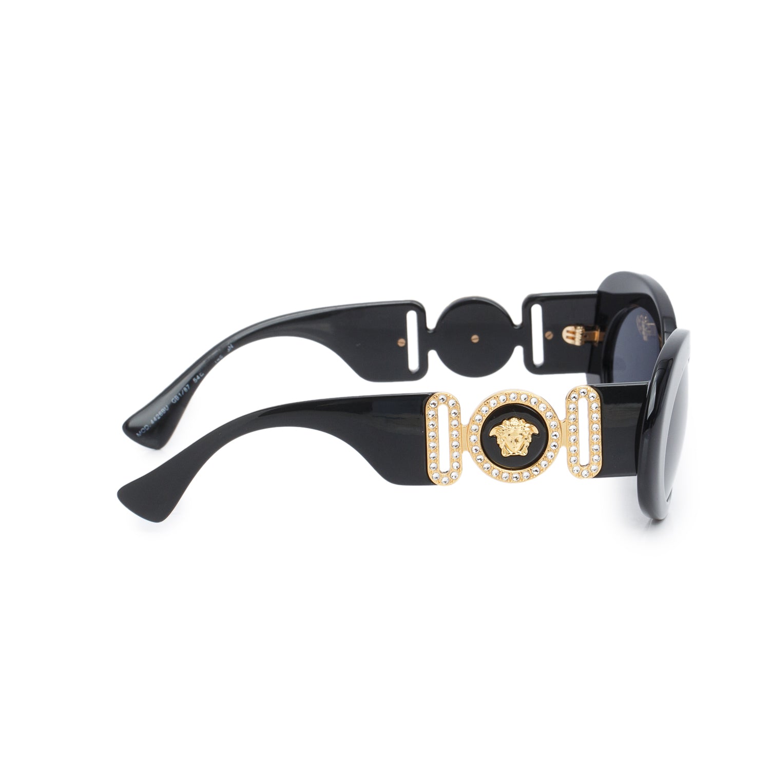 Versace VE4462 Black Acetate Crystal Medusa Oval Sunglasses w/ Case