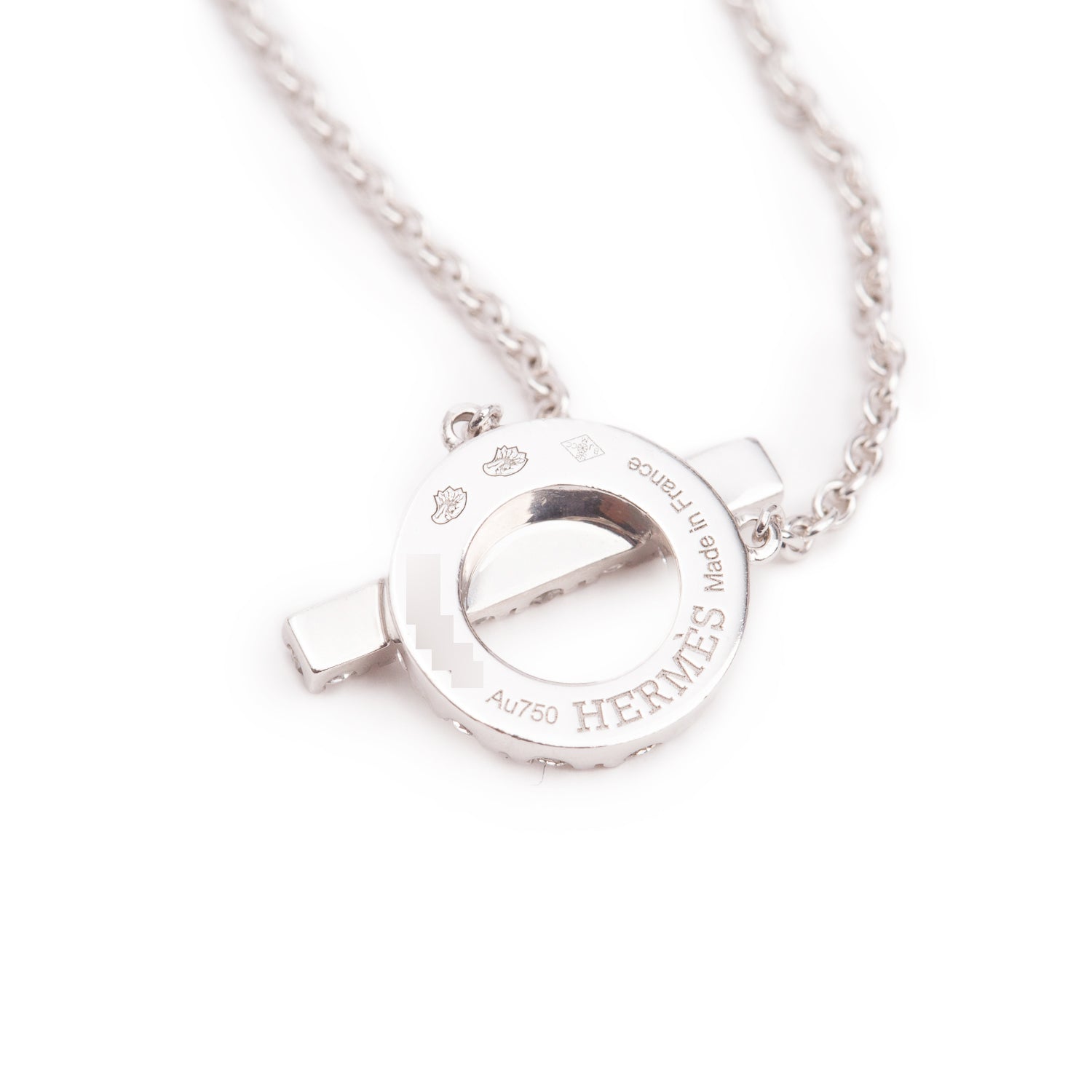 Hermes 18k White Gold Diamond Finesse Pendant Necklace w/ Box