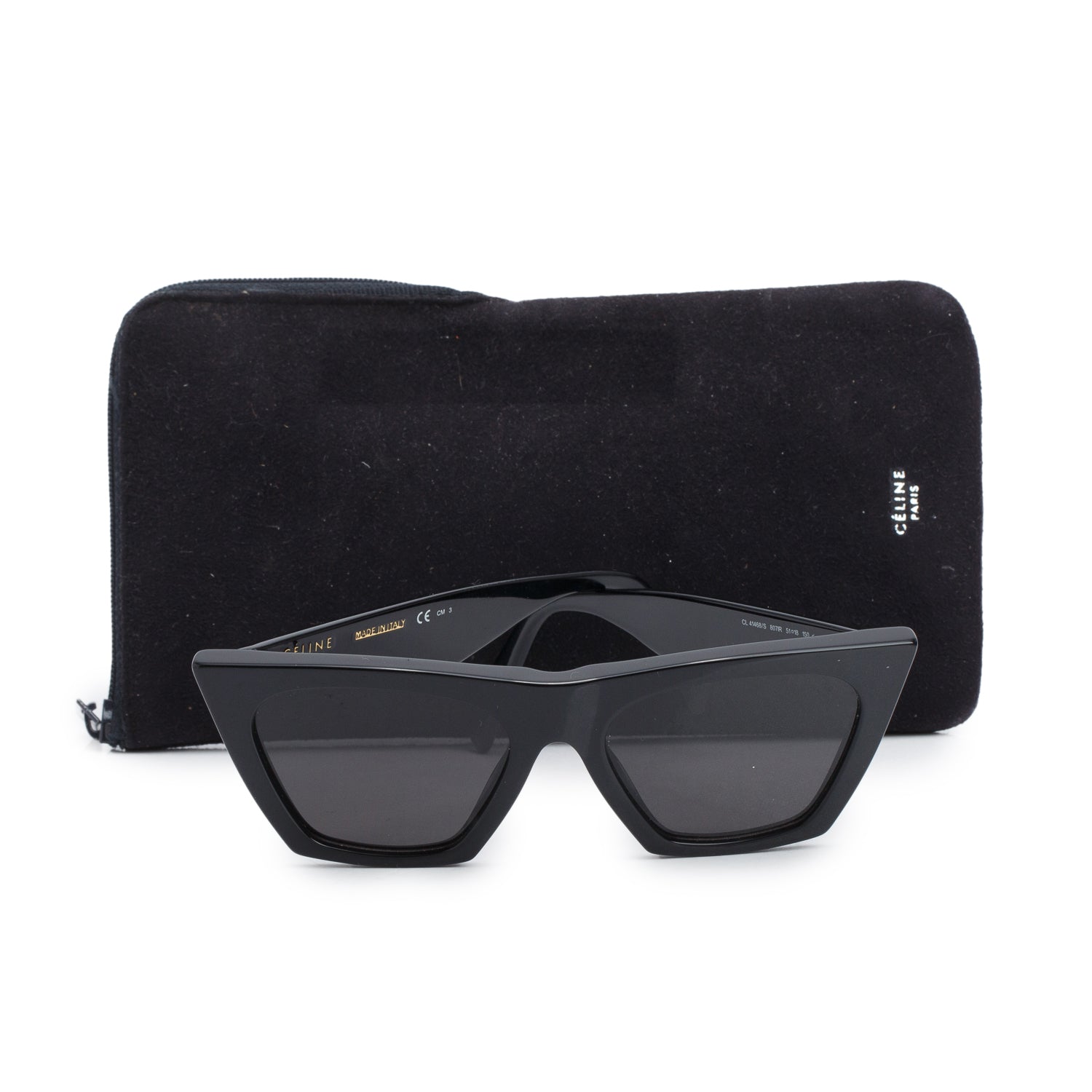 Celine CL 41468/S Black Acetate Cat Eye Sunglasses w/ Case