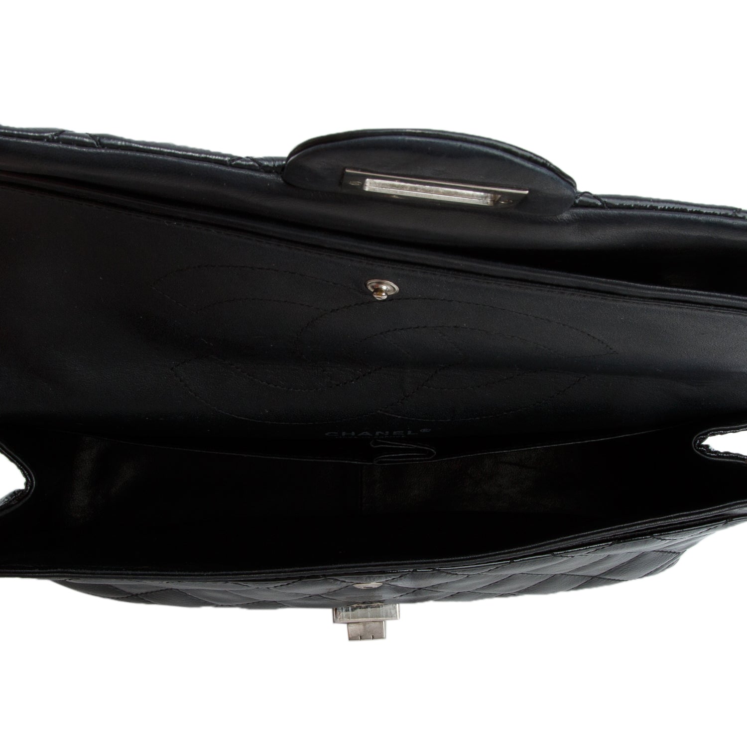 Chanel Black Glazed Calfskin Quilted 2.55 Reissue 227 Double Flap w/ Box & Authenticity Card