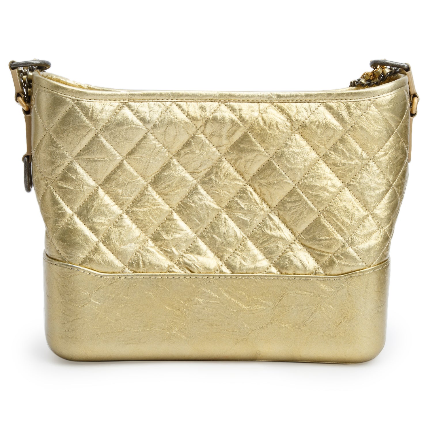 Chanel Gold Metallic Aged Calfskin Quilted Medium Gabrielle Hobo w/ Box