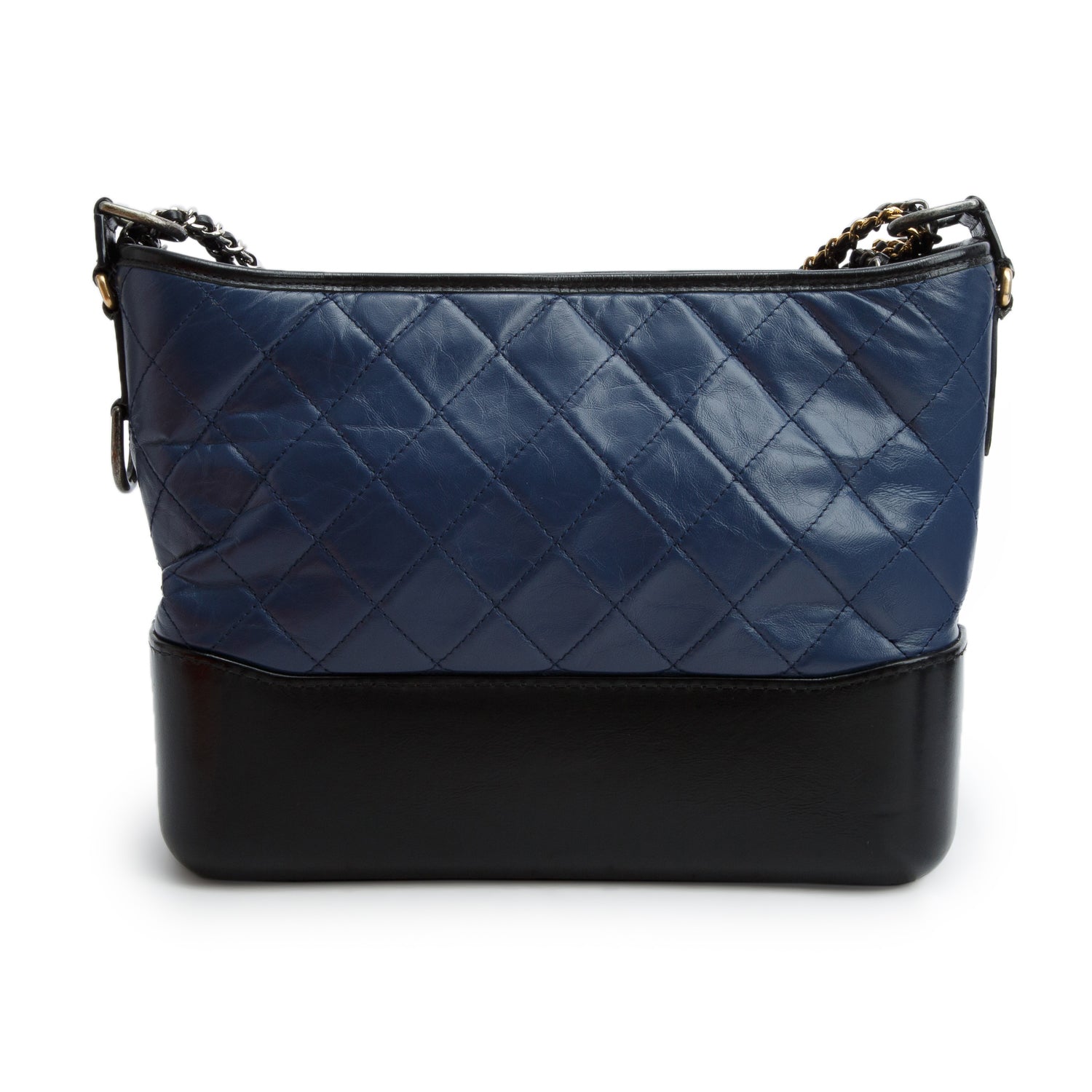 Chanel Blue & Black Aged Calfskin Leather Medium Gabrielle Hobo w/ Box & Authenticity Card