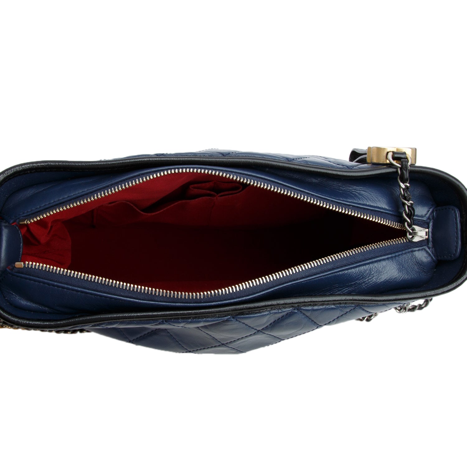 Chanel Blue & Black Aged Calfskin Leather Medium Gabrielle Hobo w/ Box & Authenticity Card