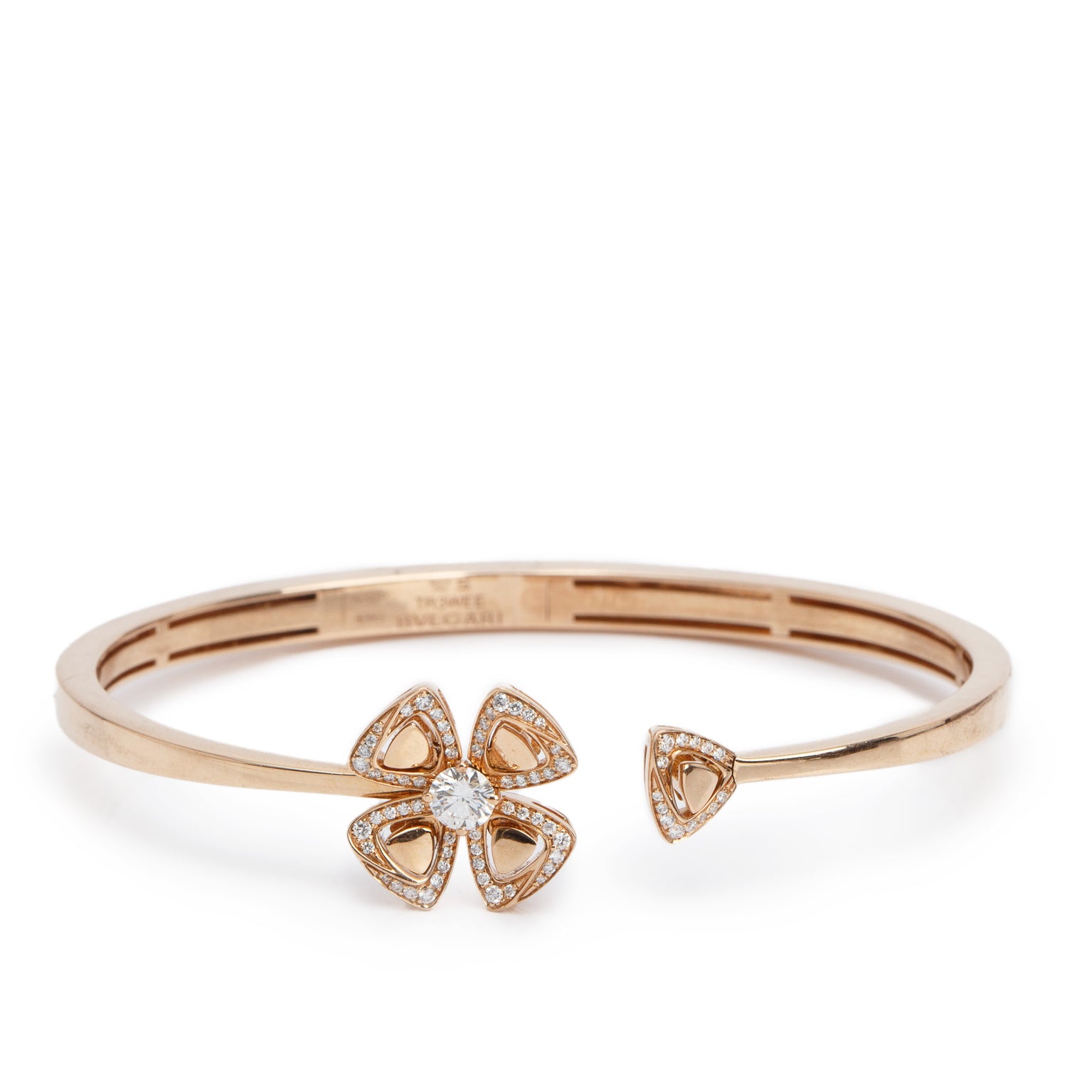 BVLGARI 18k Rose Gold Diamond Fiorever Bracelet, Size S w/ Box