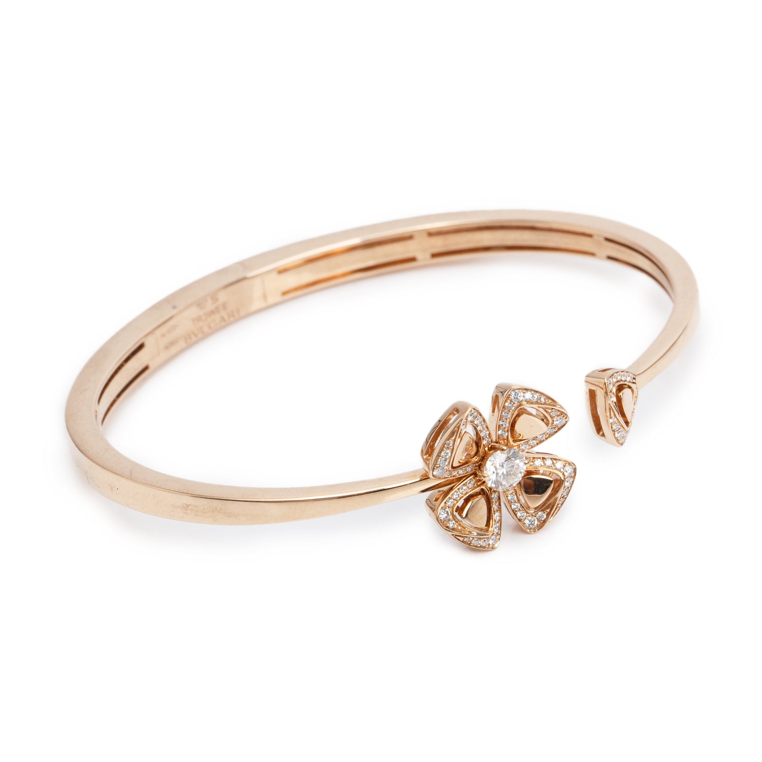 BVLGARI 18k Rose Gold Diamond Fiorever Bracelet, Size S w/ Box