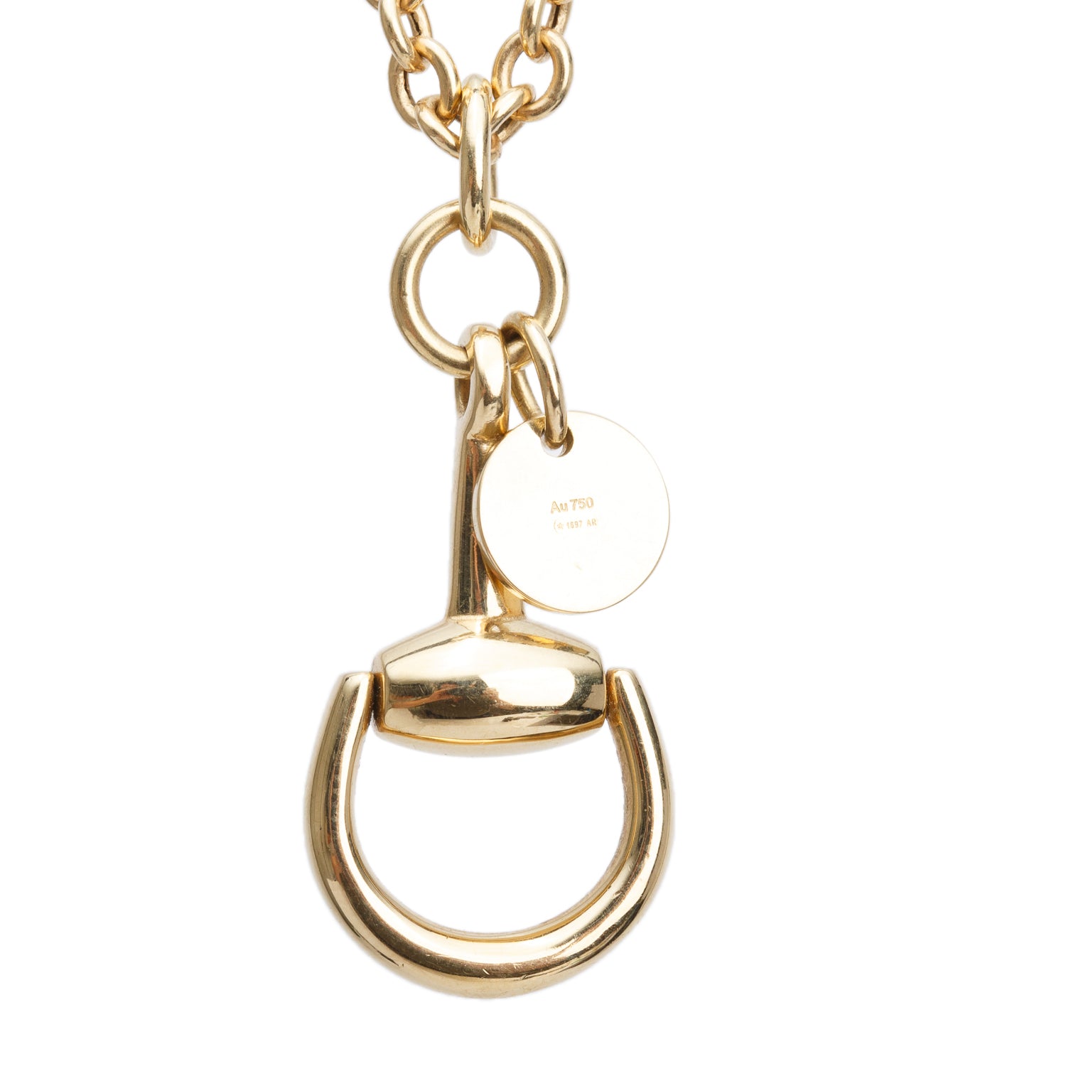 Gucci 18k Yellow Gold Horsebit Pendant Necklace w/ Box