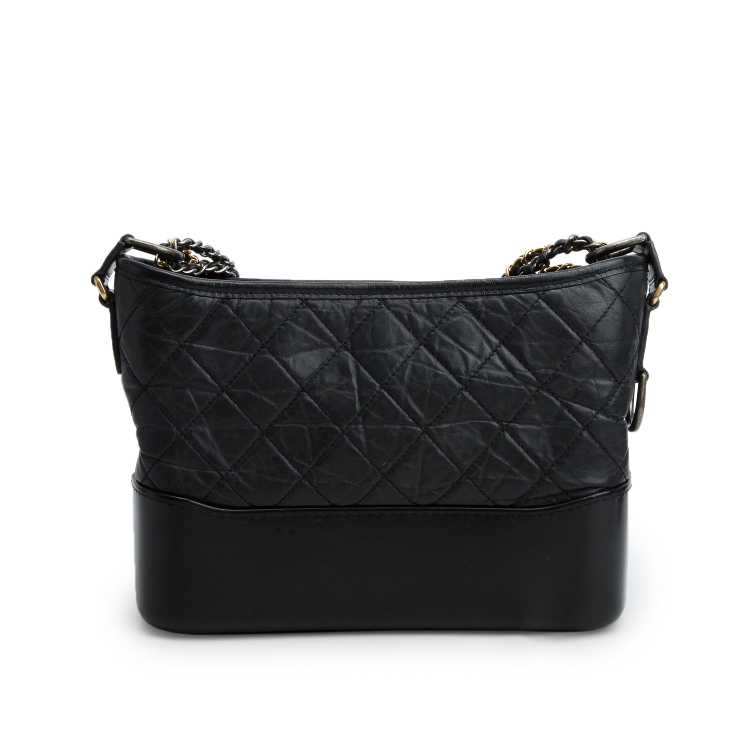 Chanel Black Aged Calfskin Leather Small Gabrielle Logo Hobo w/ Box