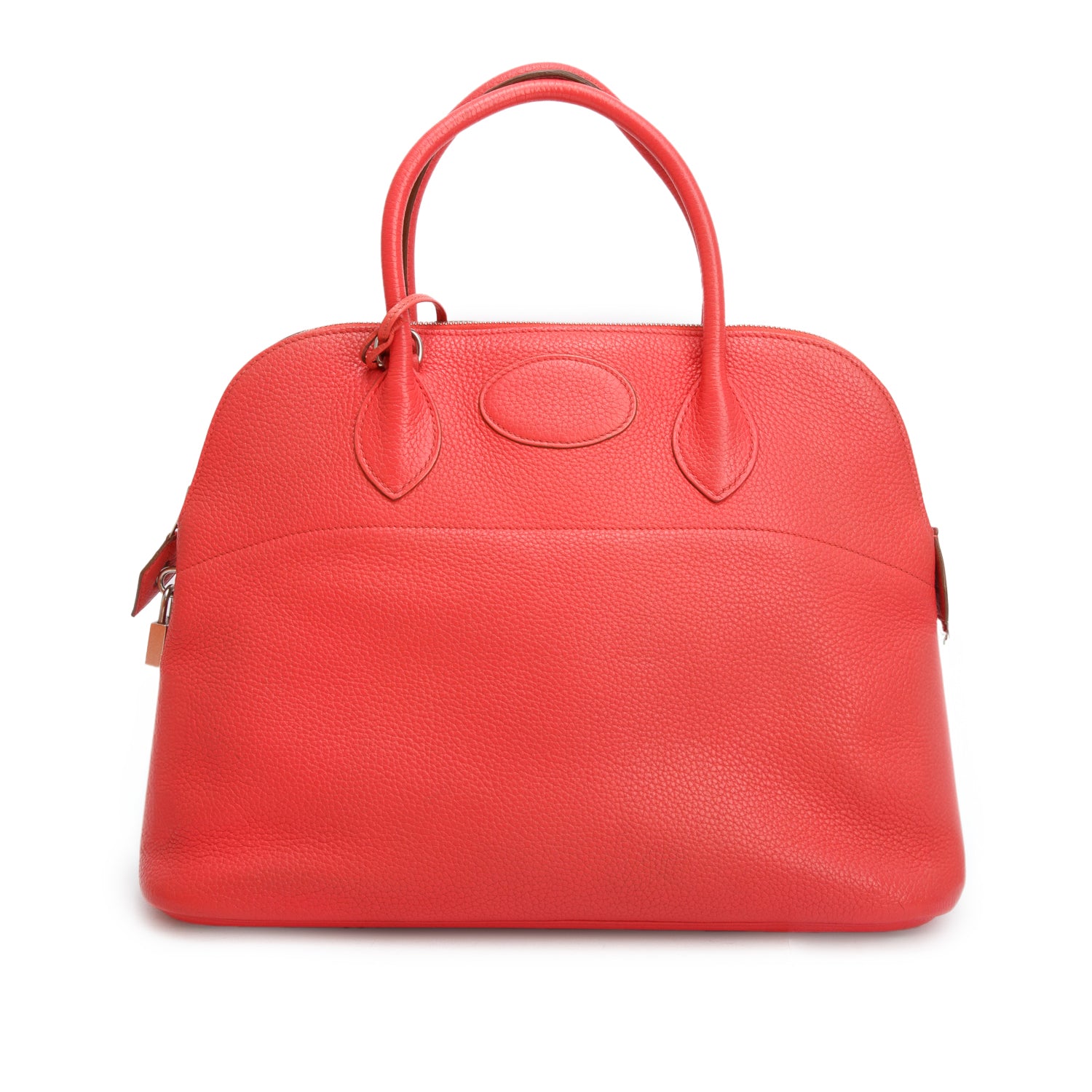Hermes Rouge Pivoine Taurillon Clemence Bolide 35 w/ Box & Strap