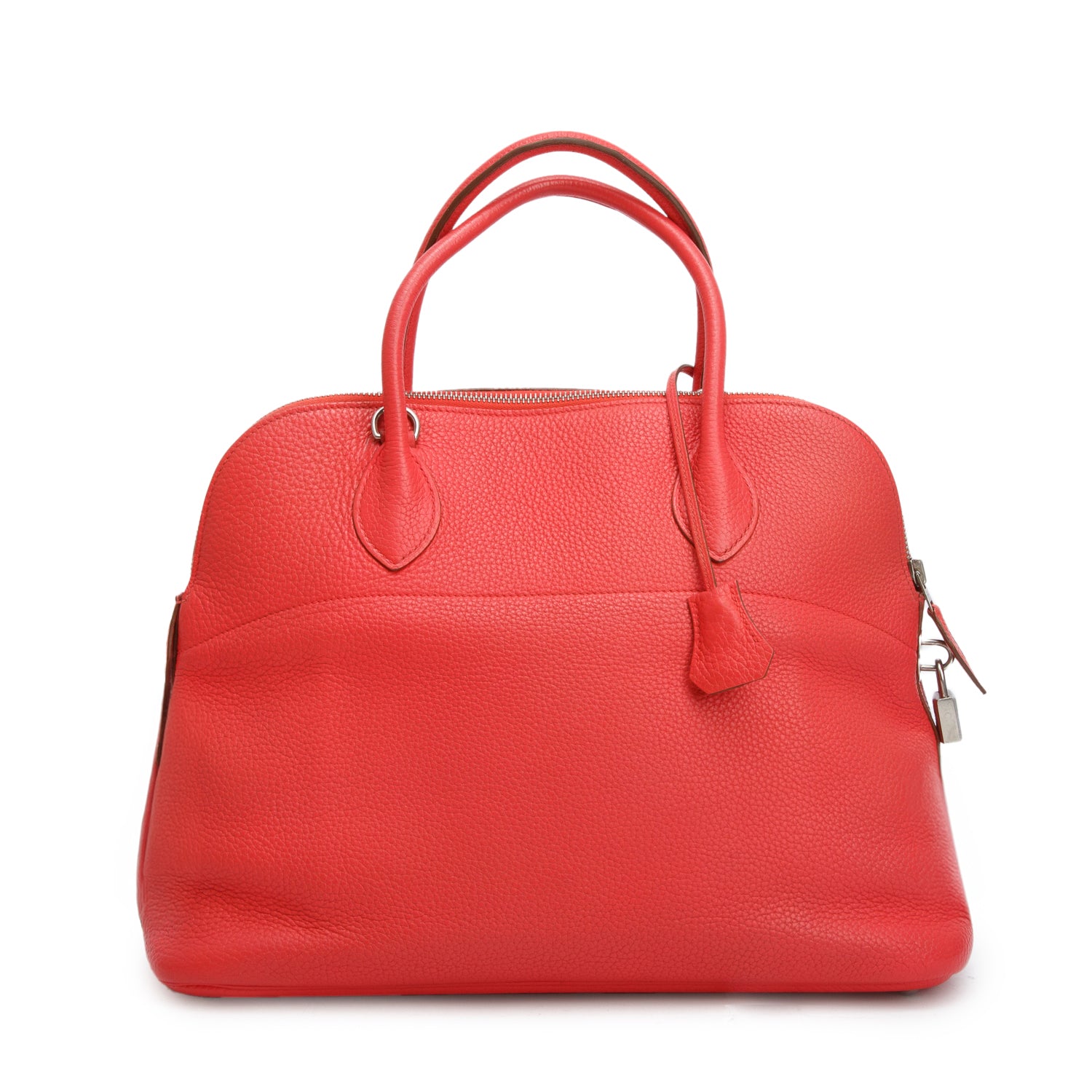Hermes Rouge Pivoine Taurillon Clemence Bolide 35 w/ Box & Strap