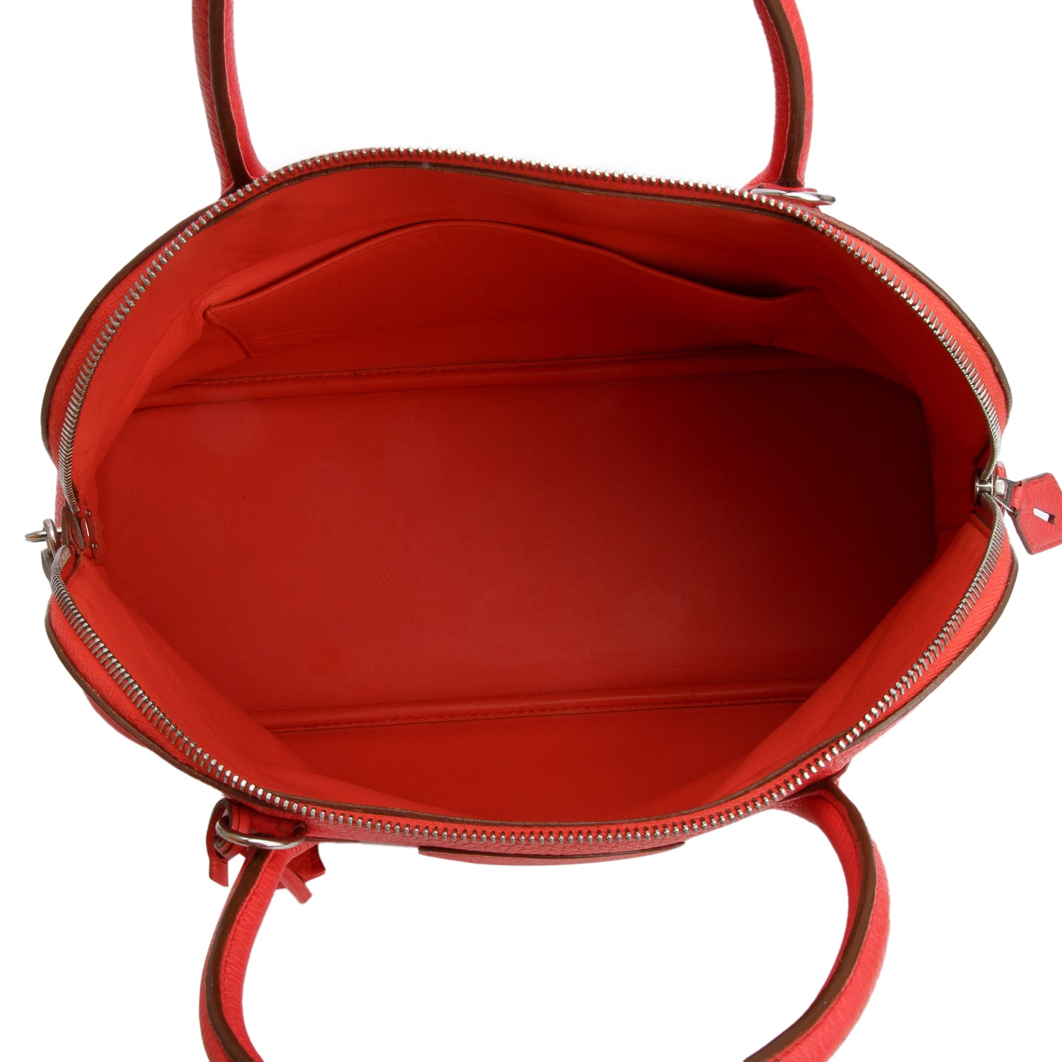 Hermes Rouge Pivoine Taurillon Clemence Bolide 35 w/ Box & Strap
