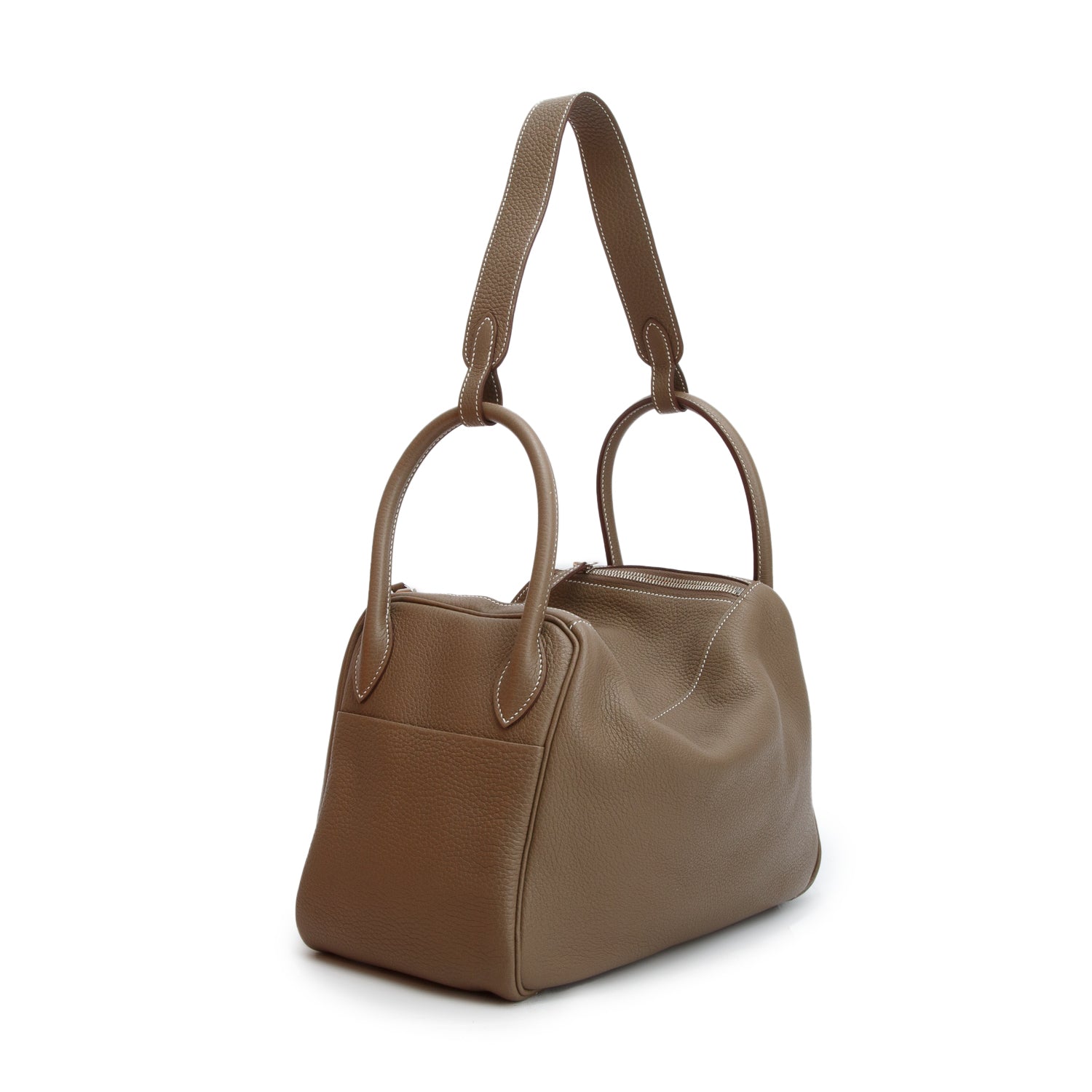 Hermes Etoupe Taurillon Clemence Leather Lindy 30 w/ Box