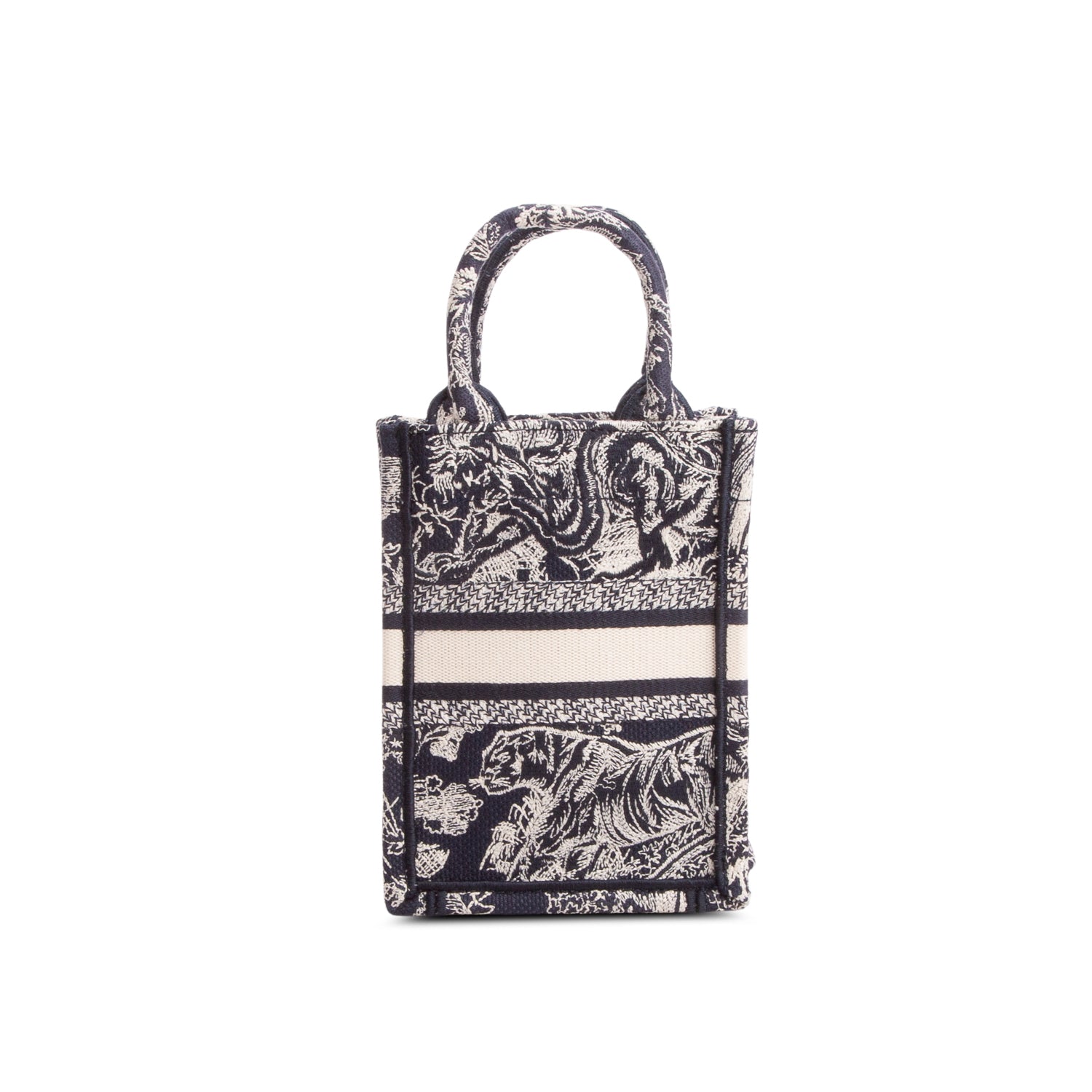 Christian Dior 2022 Blue Canvas Toile de Jouy Embroidered Mini Book Tote w/ Box & Strap