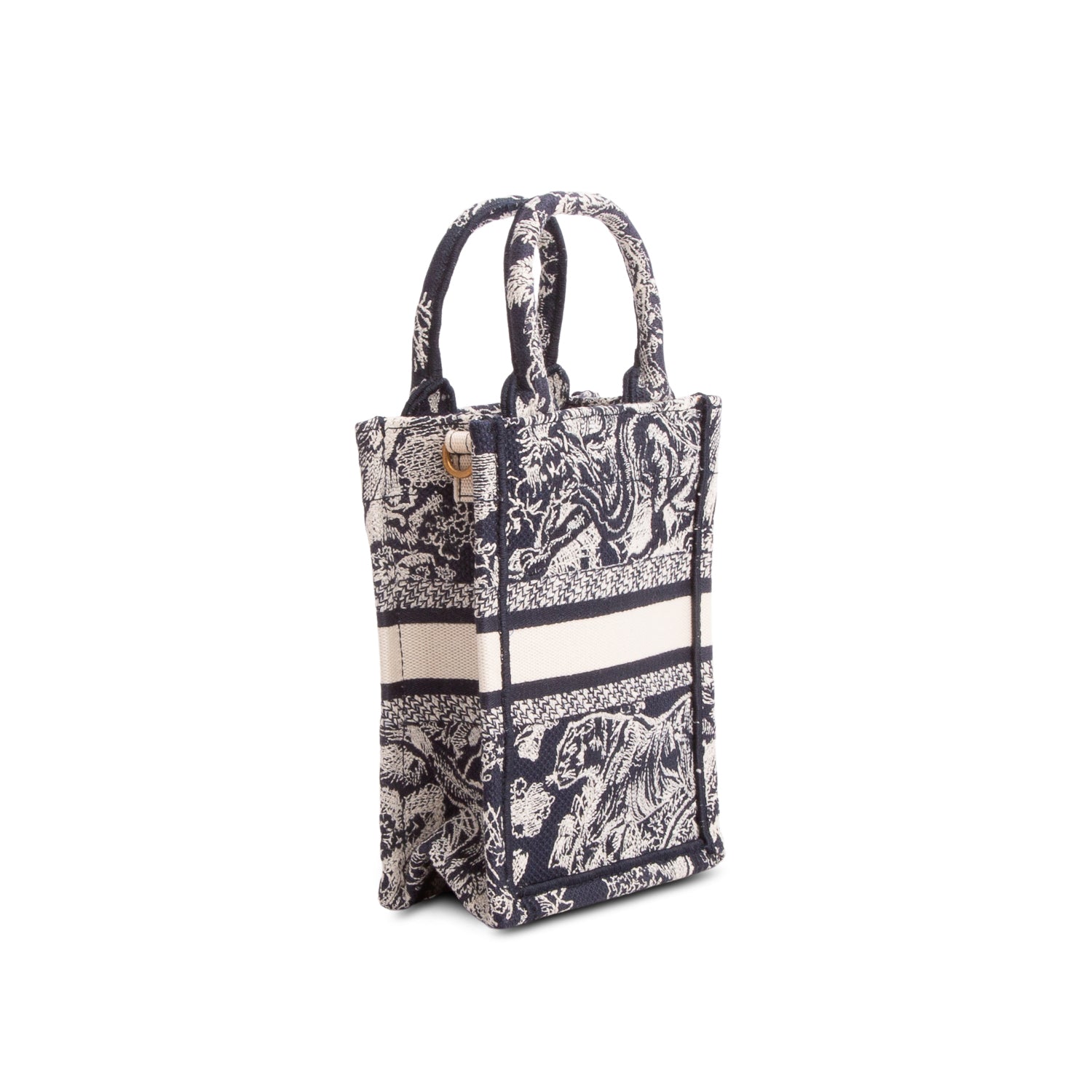 Christian Dior 2022 Blue Canvas Toile de Jouy Embroidered Mini Book Tote w/ Box & Strap