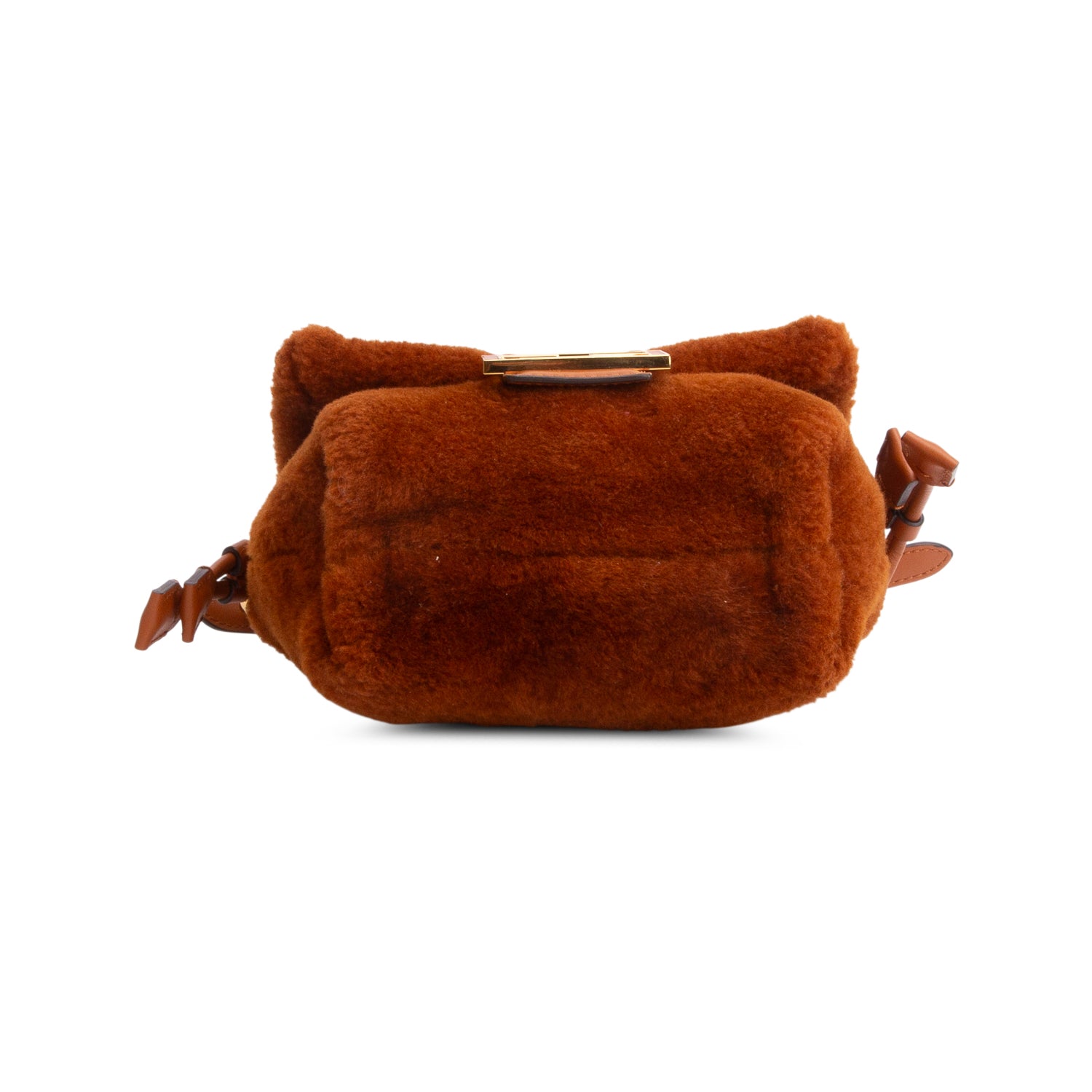 Fendi 2025 Brown Shearling Small Mama Baguette w/ Box, Receipt & Straps