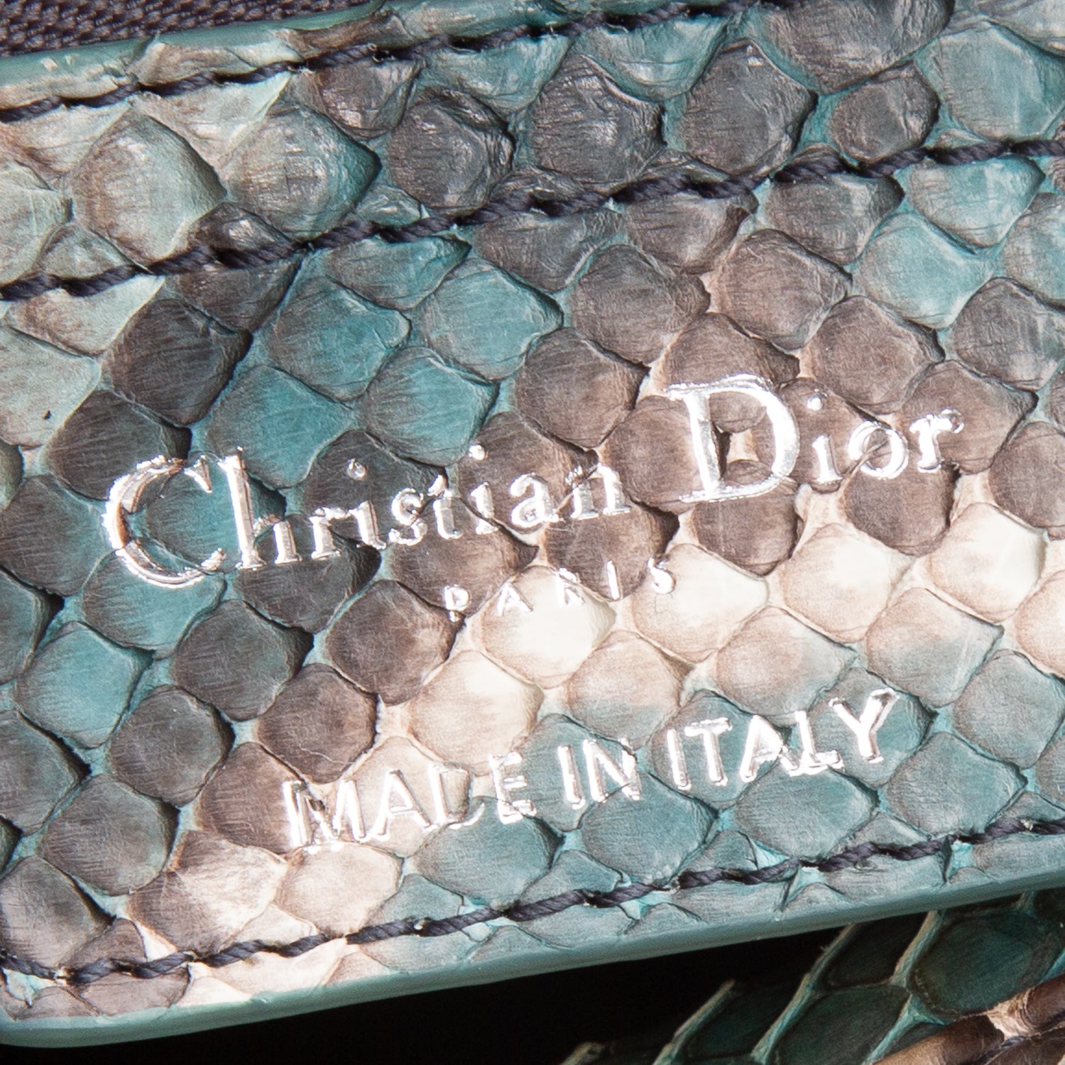Christian Dior Green Python Medium Lady Dior w/ Box & Strap