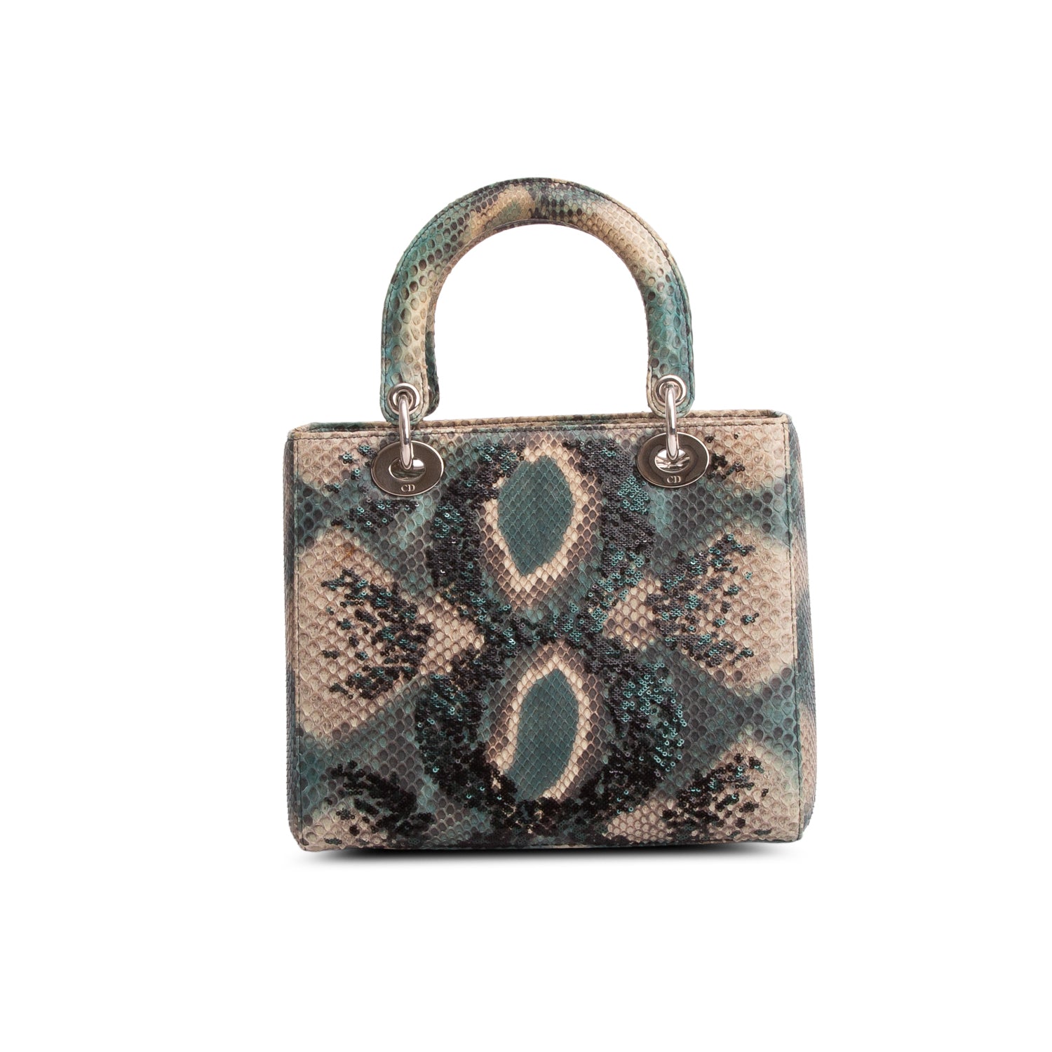 Christian Dior Green Python Medium Lady Dior w/ Box & Strap