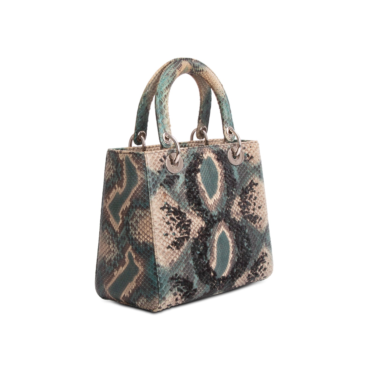 Christian Dior Green Python Medium Lady Dior w/ Box & Strap