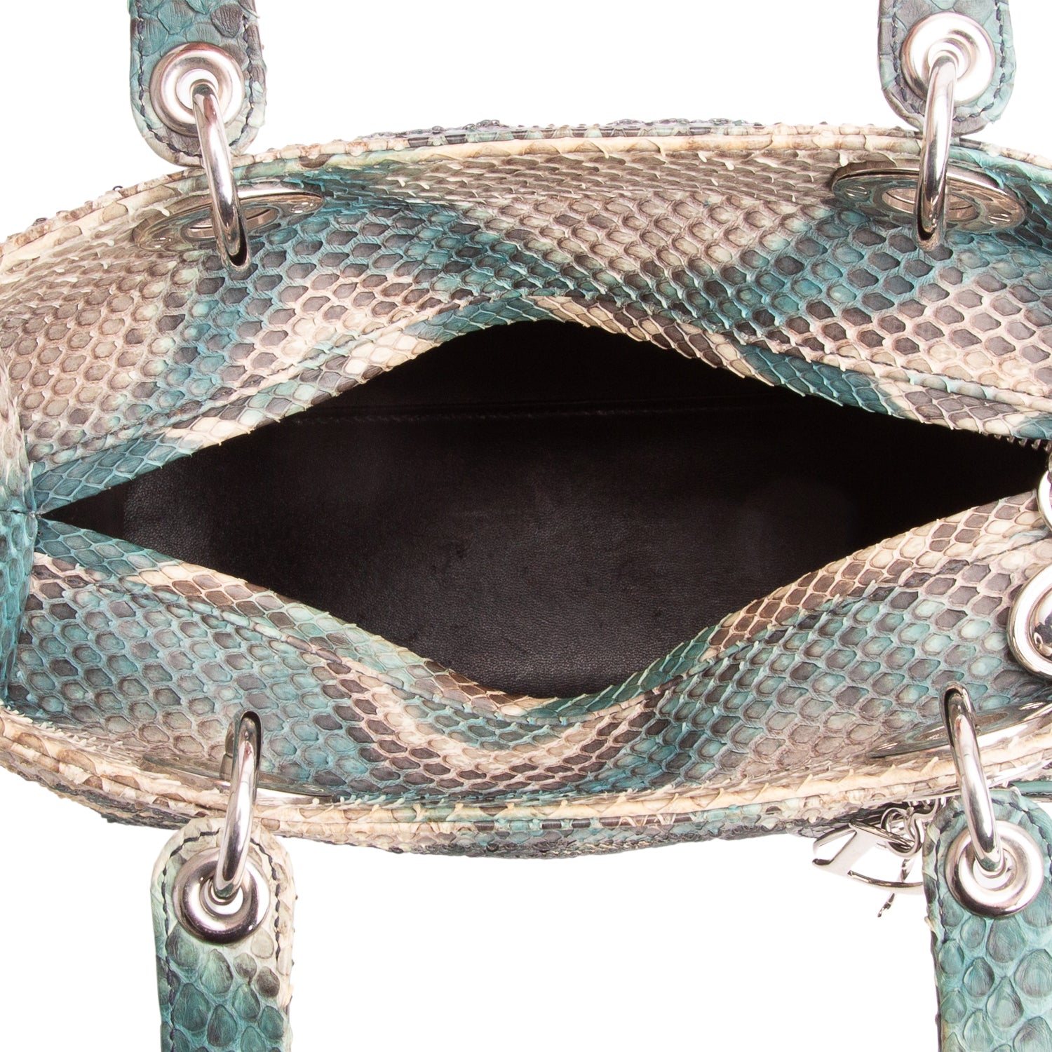 Christian Dior Green Python Medium Lady Dior w/ Box & Strap