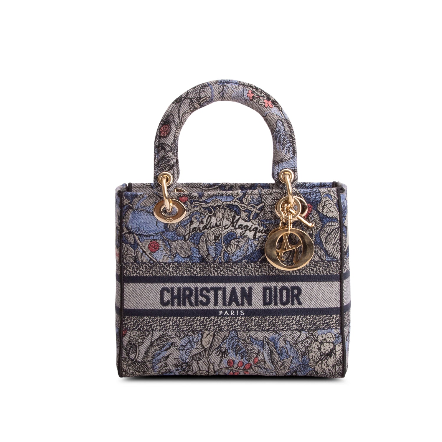 Christian Dior 2022 Jardin Magique Embroidery Medium Lady D-Lite Bag w/ Strap