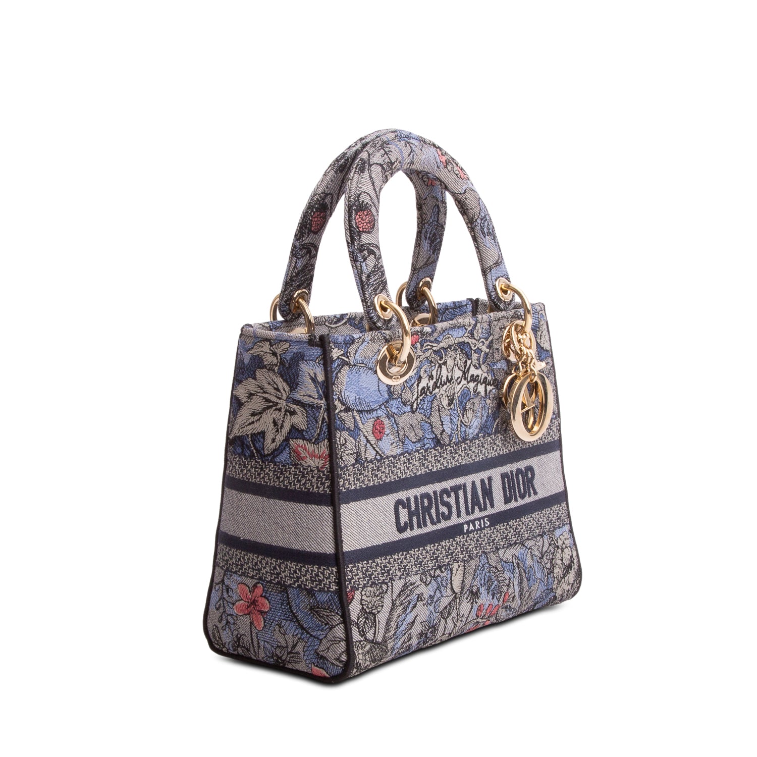 Christian Dior 2022 Jardin Magique Embroidery Medium Lady D-Lite Bag w/ Strap