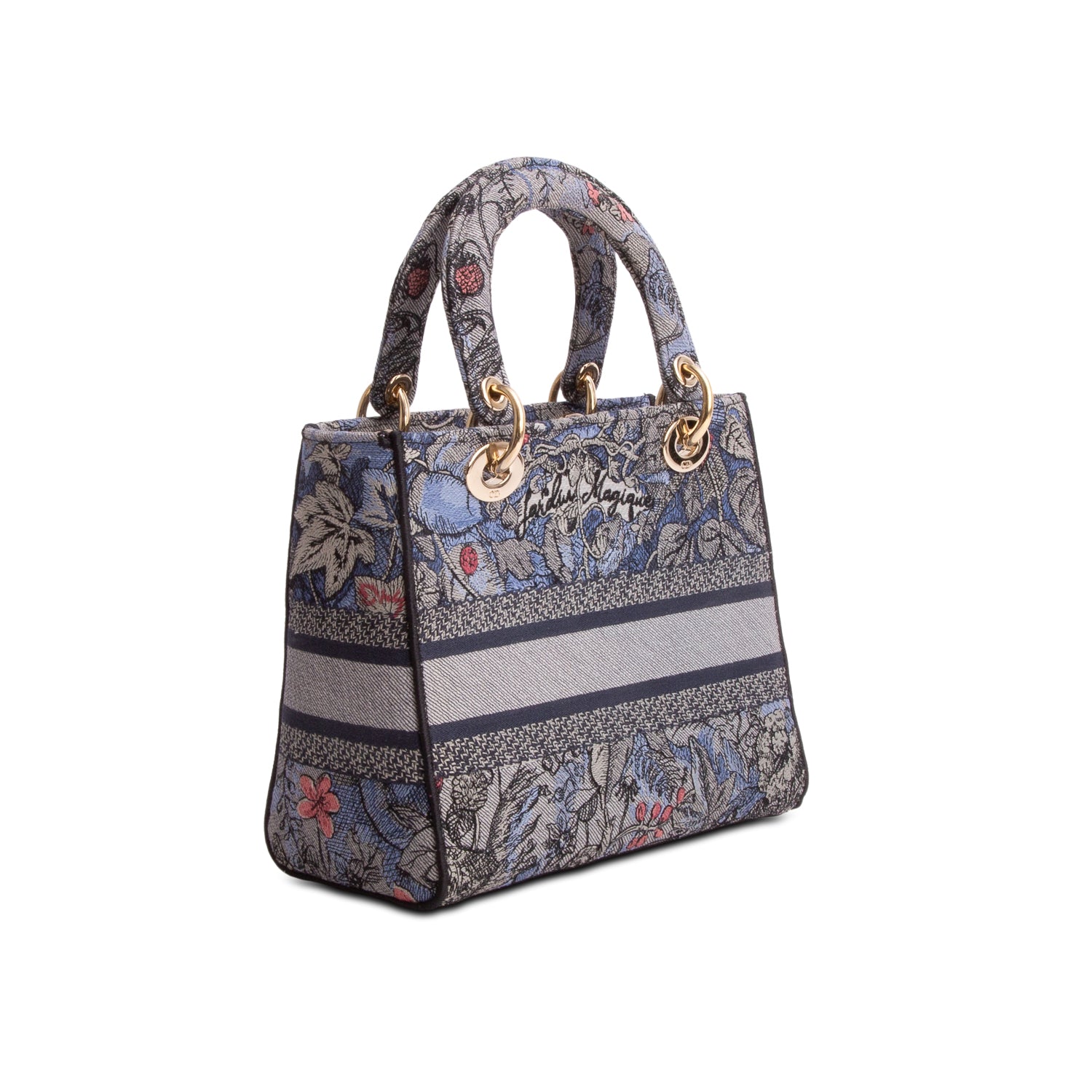 Christian Dior 2022 Jardin Magique Embroidery Medium Lady D-Lite Bag w/ Strap