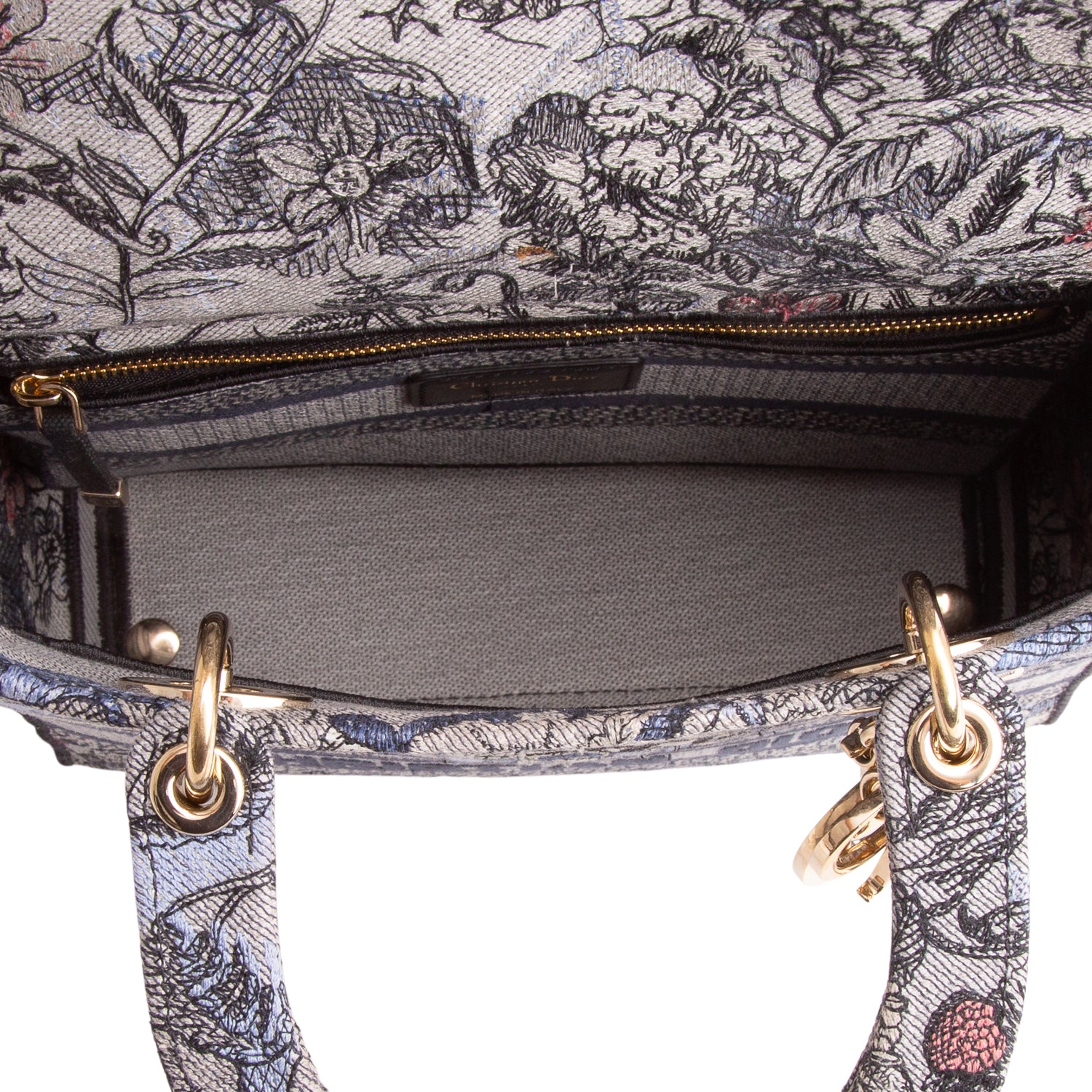 Christian Dior 2022 Jardin Magique Embroidery Medium Lady D-Lite Bag w/ Strap