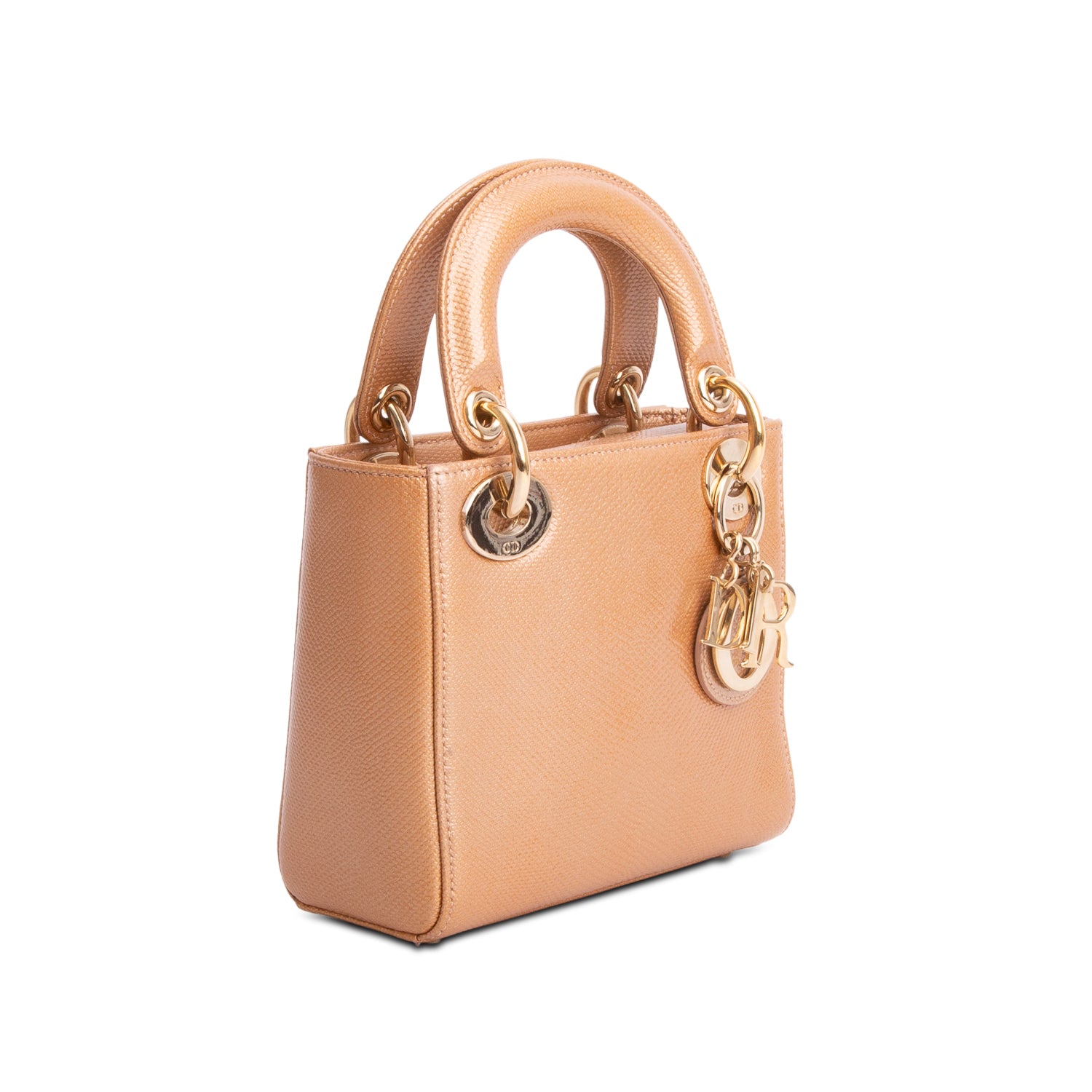 Christian Dior Orange Lizard Mini Lady Dior Bag w/ Strap