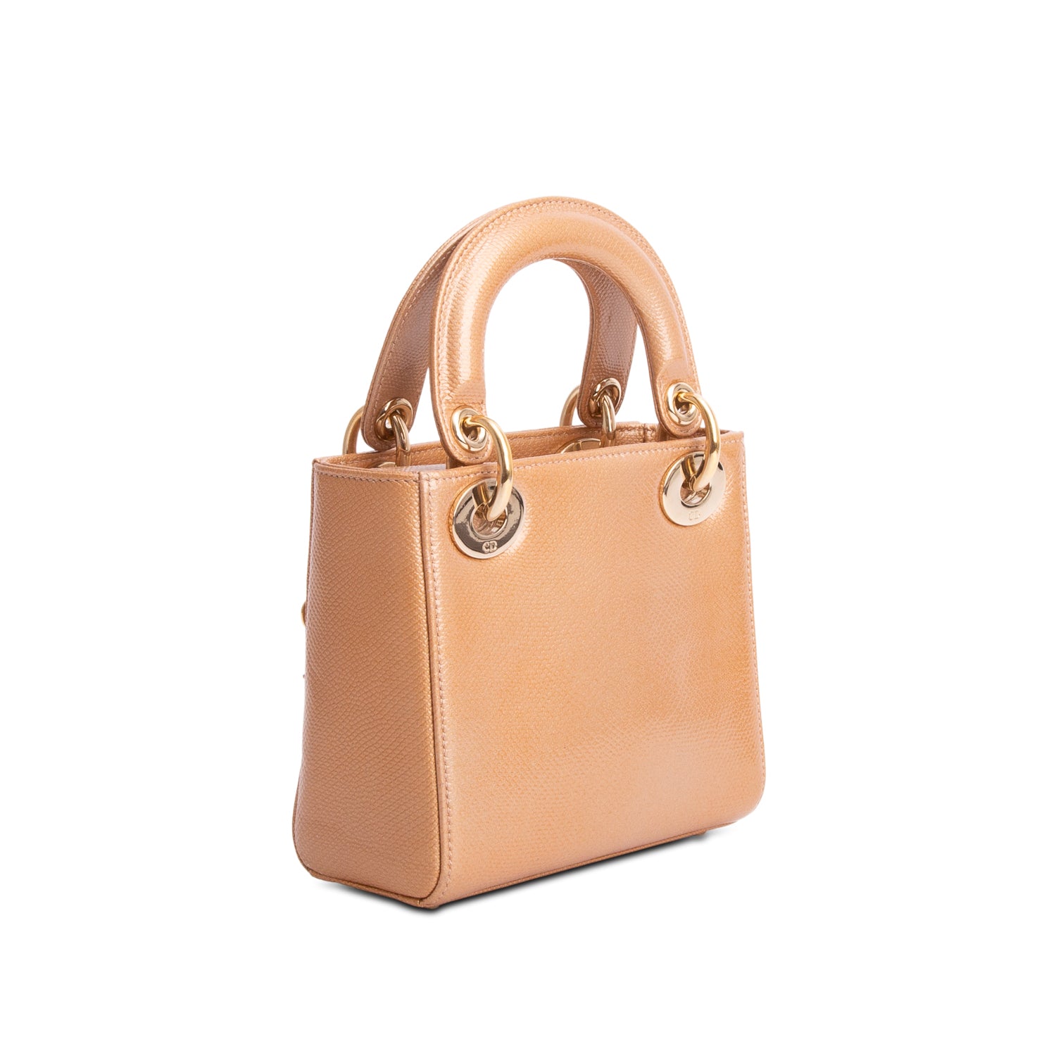 Christian Dior Orange Lizard Mini Lady Dior Bag w/ Strap