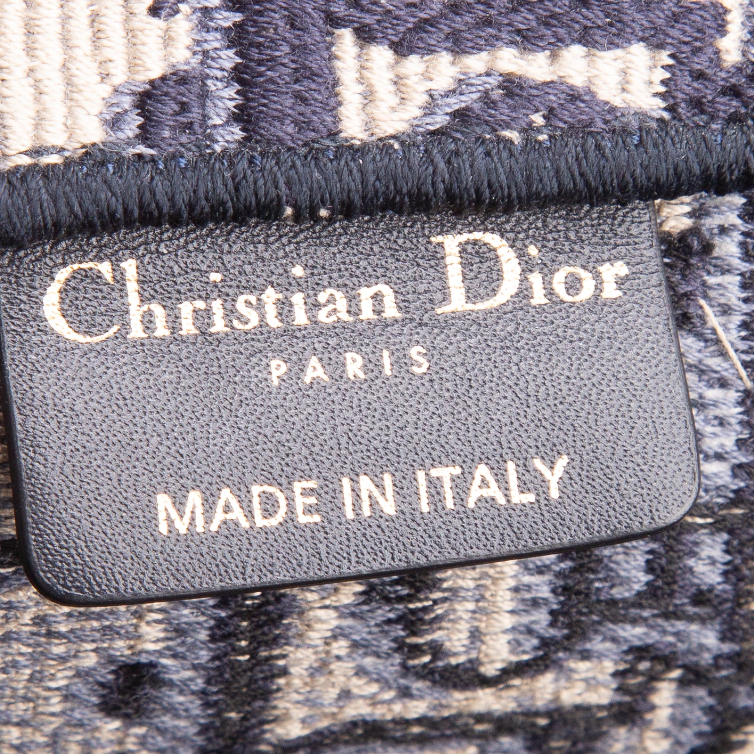 Christian Dior Ecru and Blue Dior Oblique Embroidery Large Book Tote