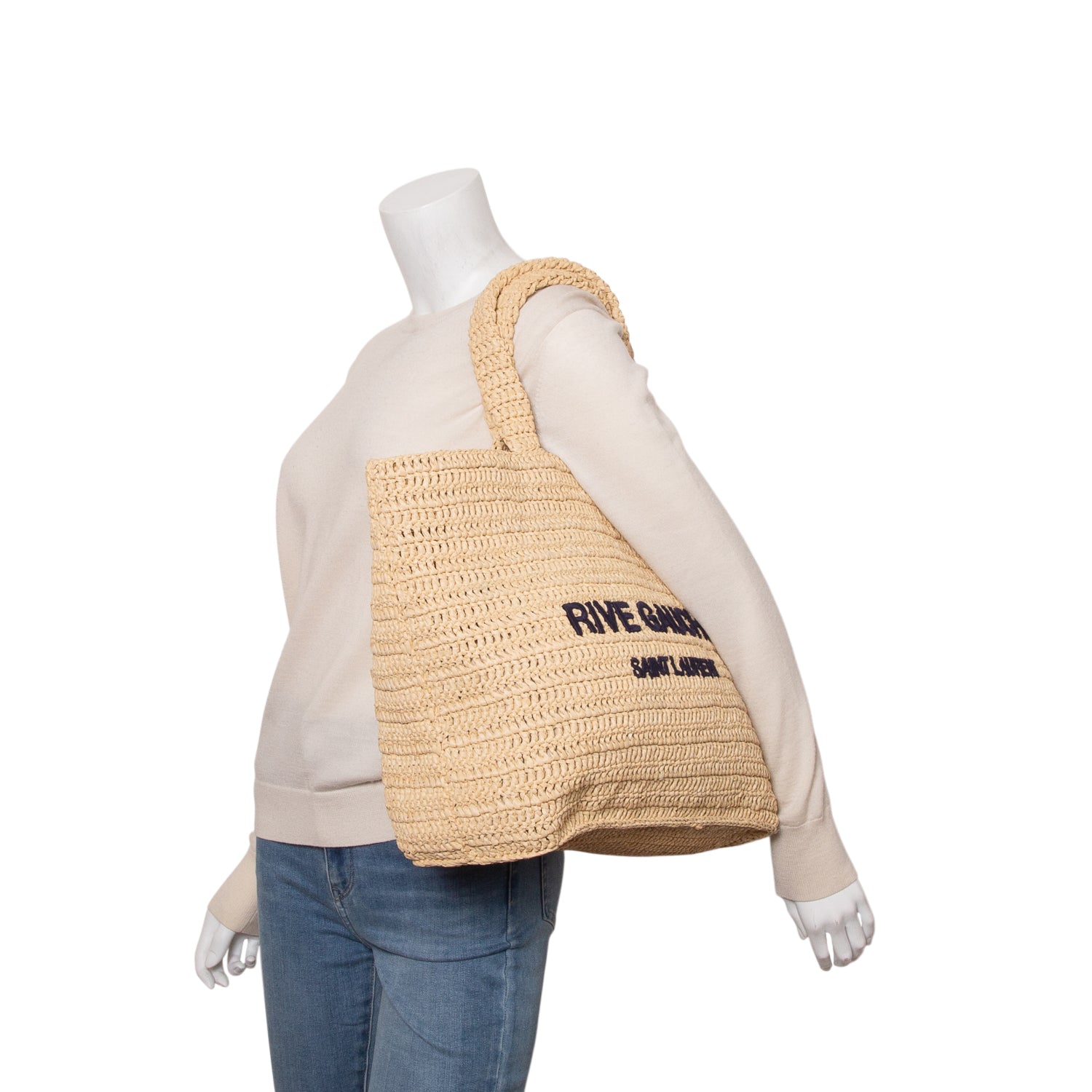 Saint Laurent 2023 Raffia Rive Gauche Tote Bag