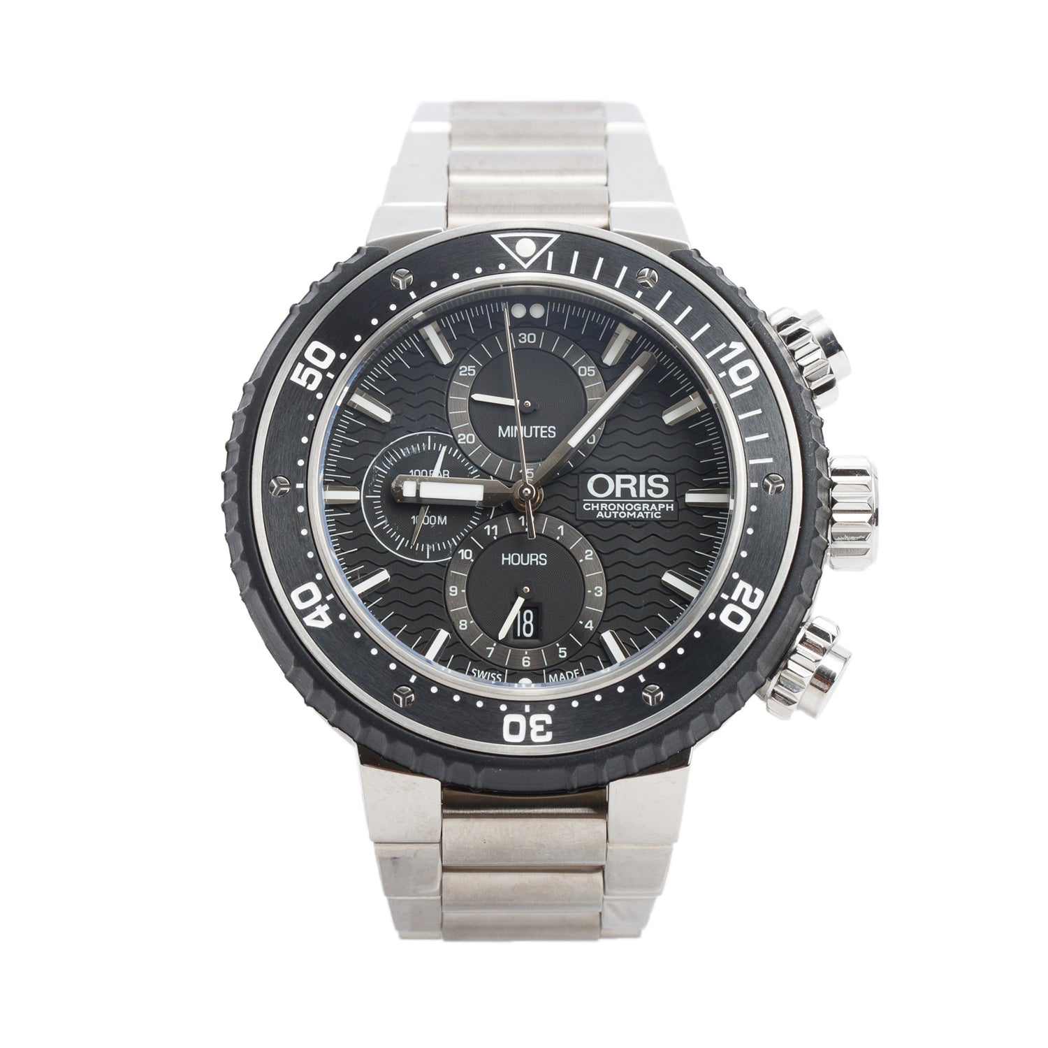 Oris Titanium ProDiver 51 MM Automatic Chronograph Watch Black Dial 7727 w/ Box & Extra Strap