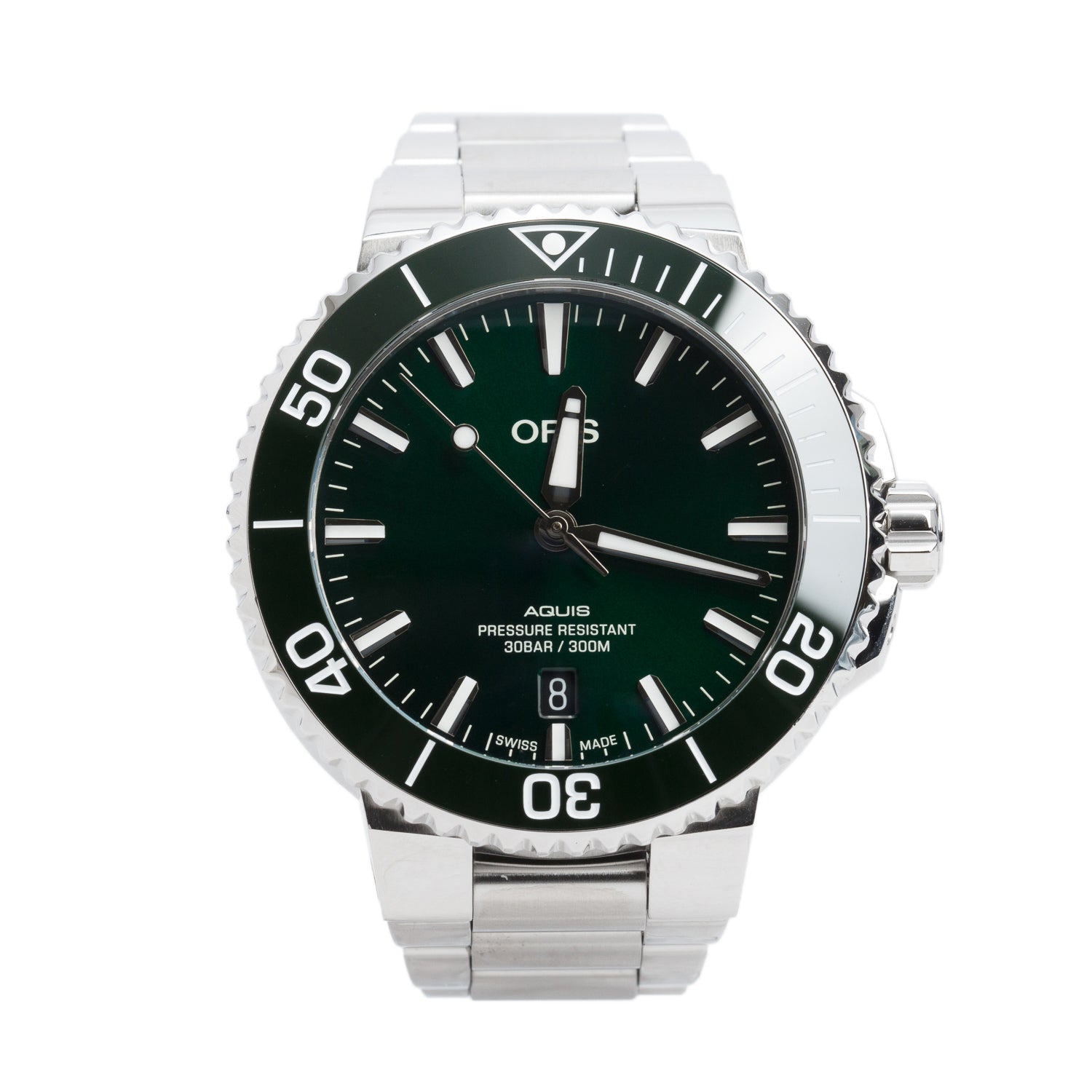 Oris Stainless Steel Aquis Date 41.5 MM Automatic Watch Green Dial 7766