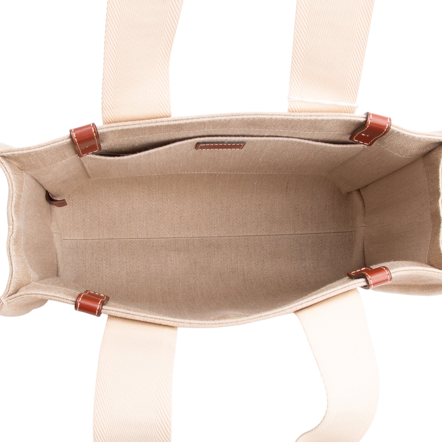 Chloe 2022 Beige Calfskin Linen Medium Woody Tote Bag